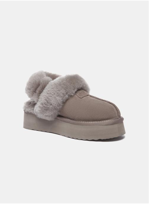 EverAu Australia Chaussons Chaussons femme en cuir avec deux brides amovibles - Fantail femme marron