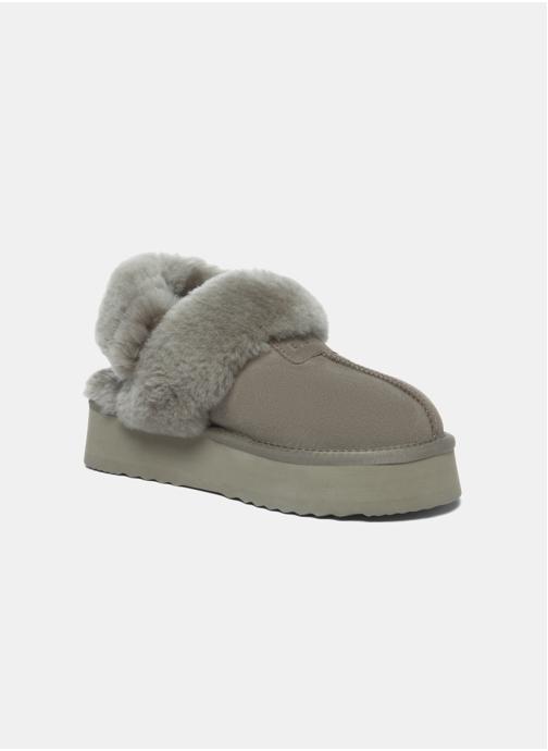 EverAu Australia Chaussons Chaussons femme en cuir avec deux brides amovibles - Fantail femme marron