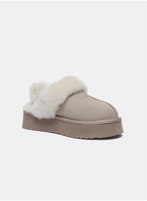 EverAu Australia Chaussons Chaussons femme en cuir avec deux brides amovibles - Fantail femme beige