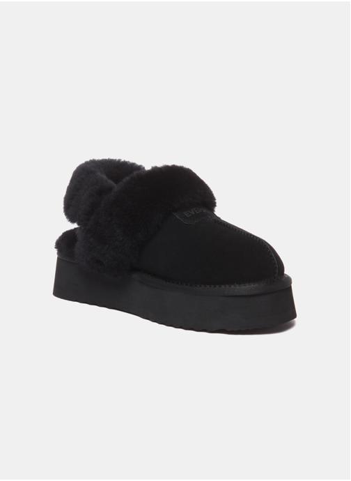 EverAu Australia Chaussons Chaussons femme en cuir avec deux brides amovibles - Fantail femme noir