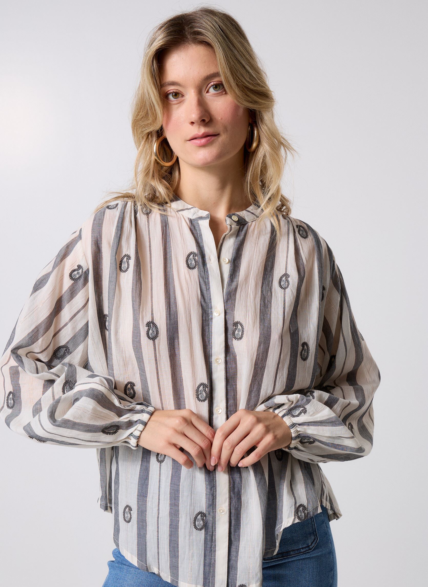 Langarm-Blusen Perla damen weiß Maison Hotel Langarm-Blusen Perla damen weiß Ivory Paisley