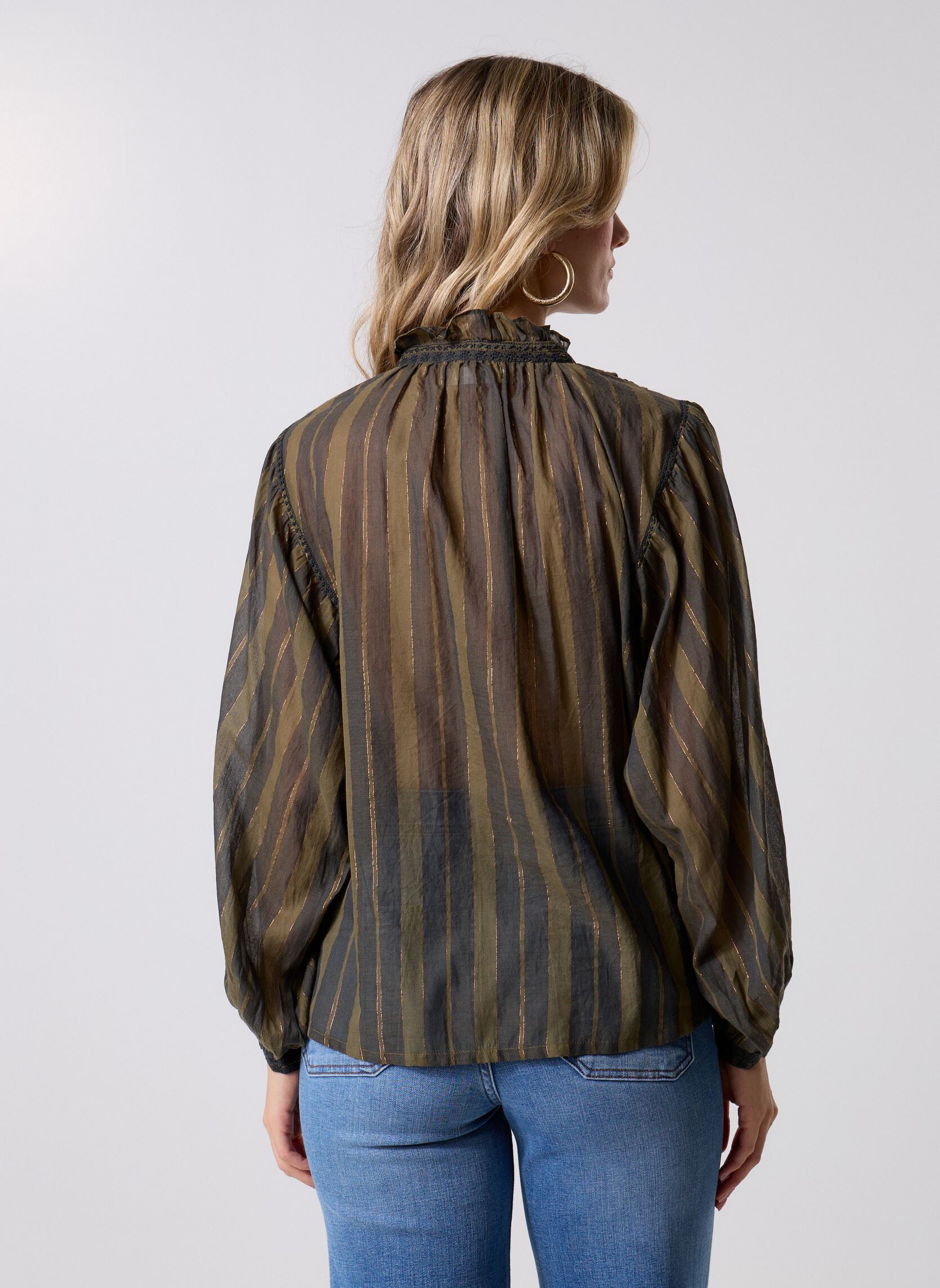 Langarm-Blusen Anika damen grün Maison Hotel Langarm-Blusen Anika damen grün Khaki Stripes