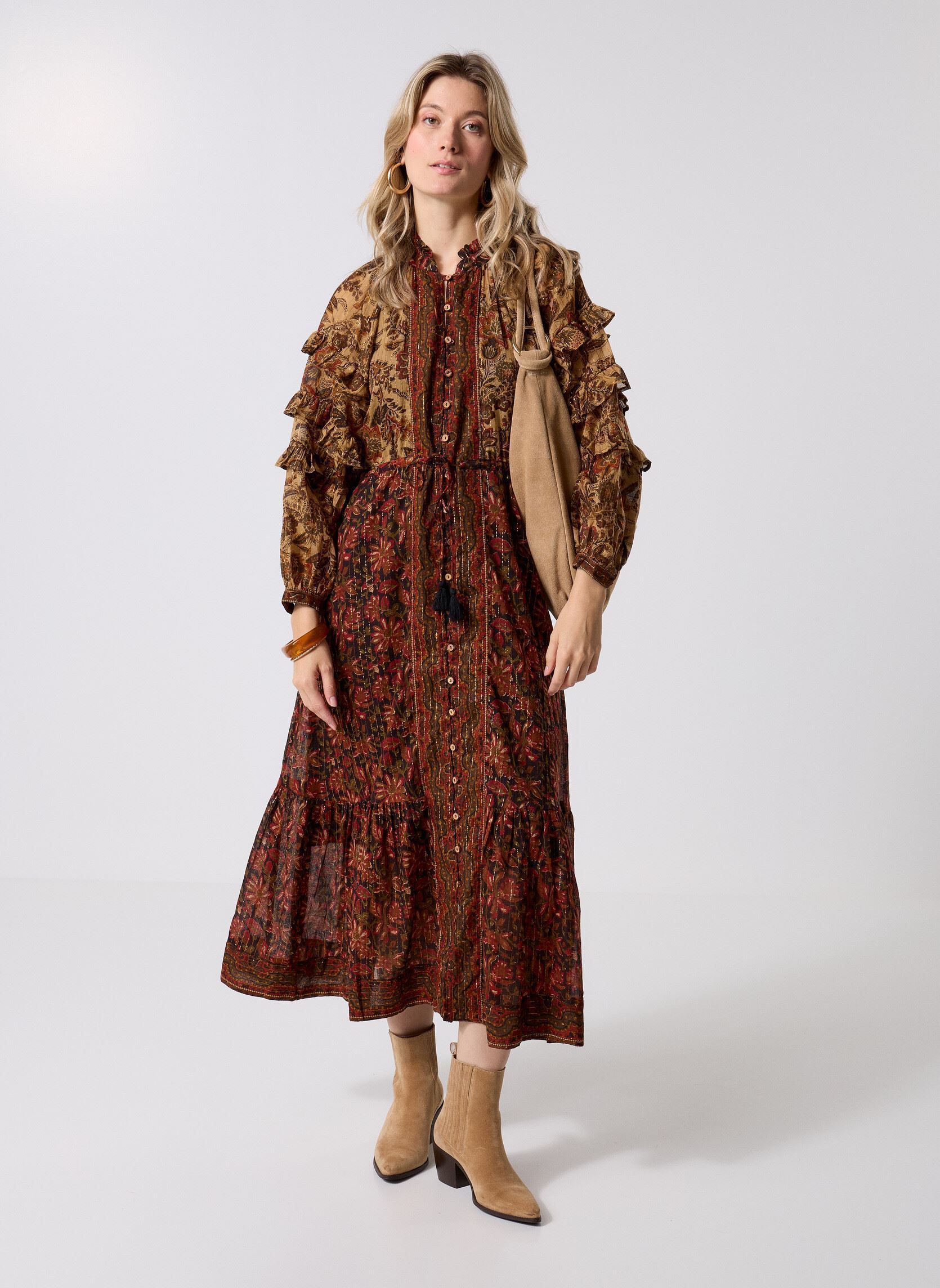 Lange jurken Claudine dames bruin Maison Hotel Lange jurken Claudine dames bruin AUTUMN LEAVES