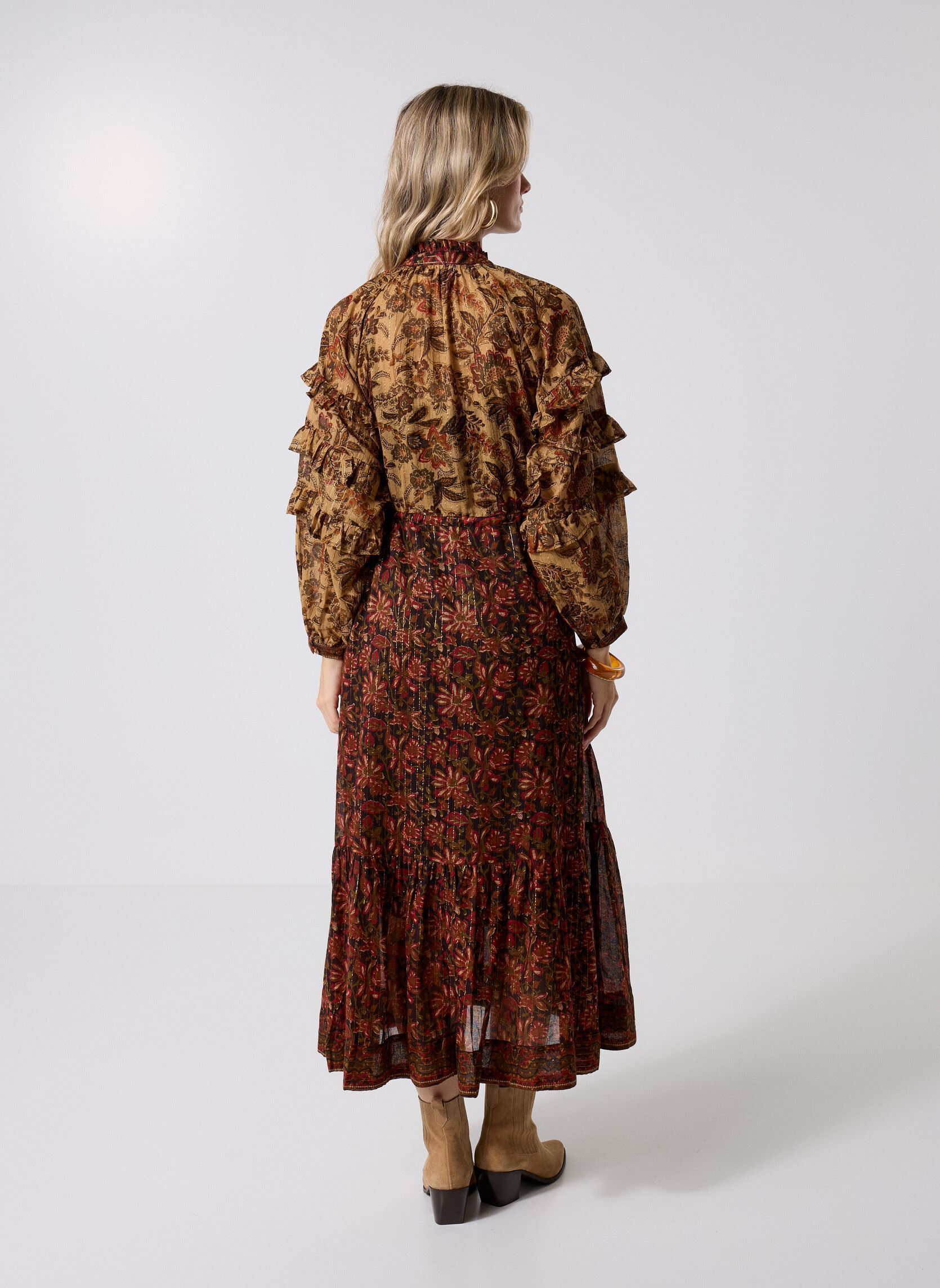 Lange jurken Claudine dames bruin Maison Hotel Lange jurken Claudine dames bruin AUTUMN LEAVES