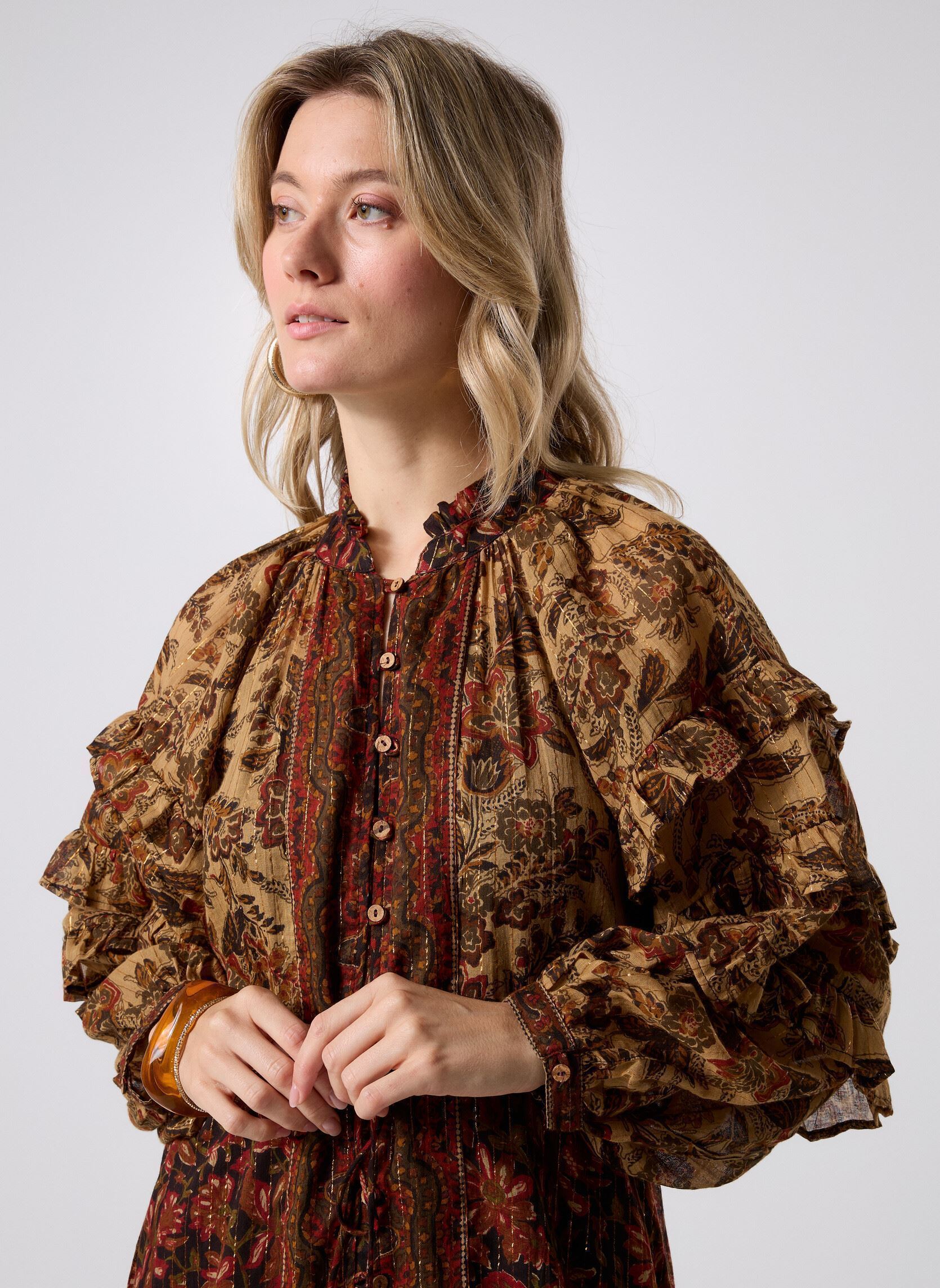Lange jurken Claudine dames bruin Maison Hotel Lange jurken Claudine dames bruin AUTUMN LEAVES