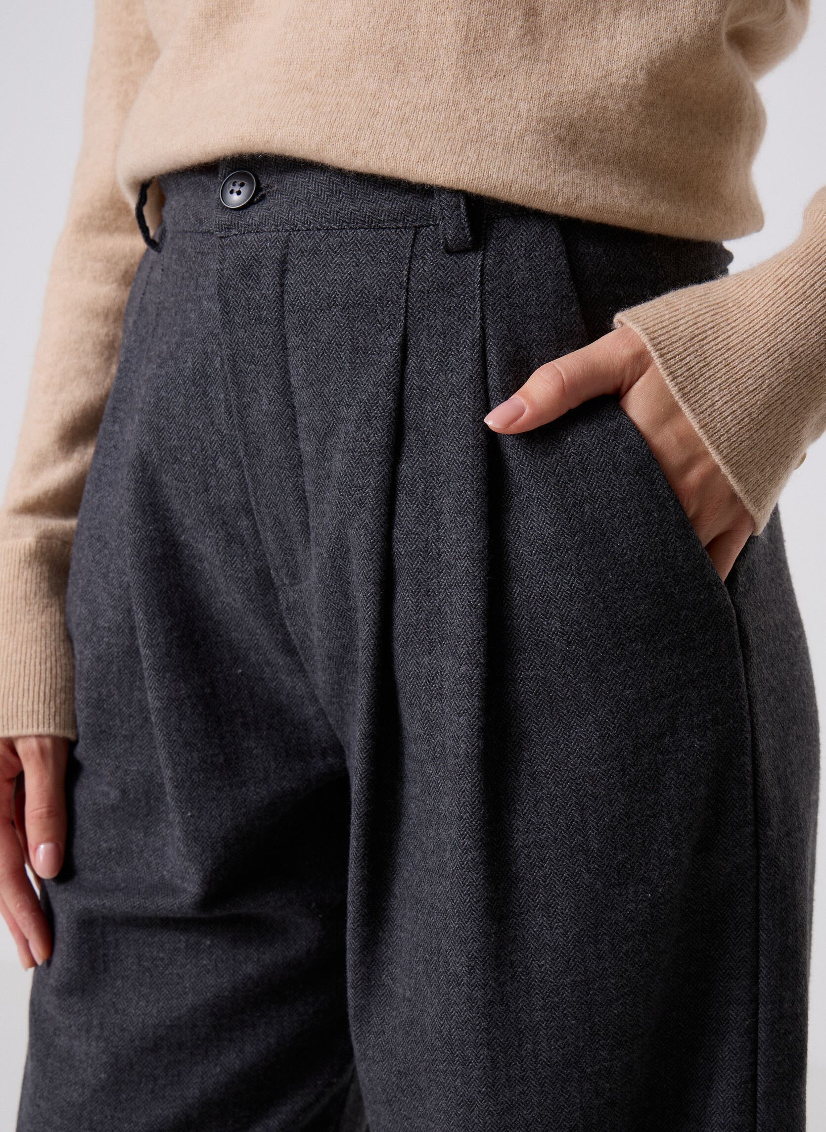 Pantaloni larghi Charles donna nero Maison Hotel Pantaloni larghi Charles donna nero ONYX BLACK