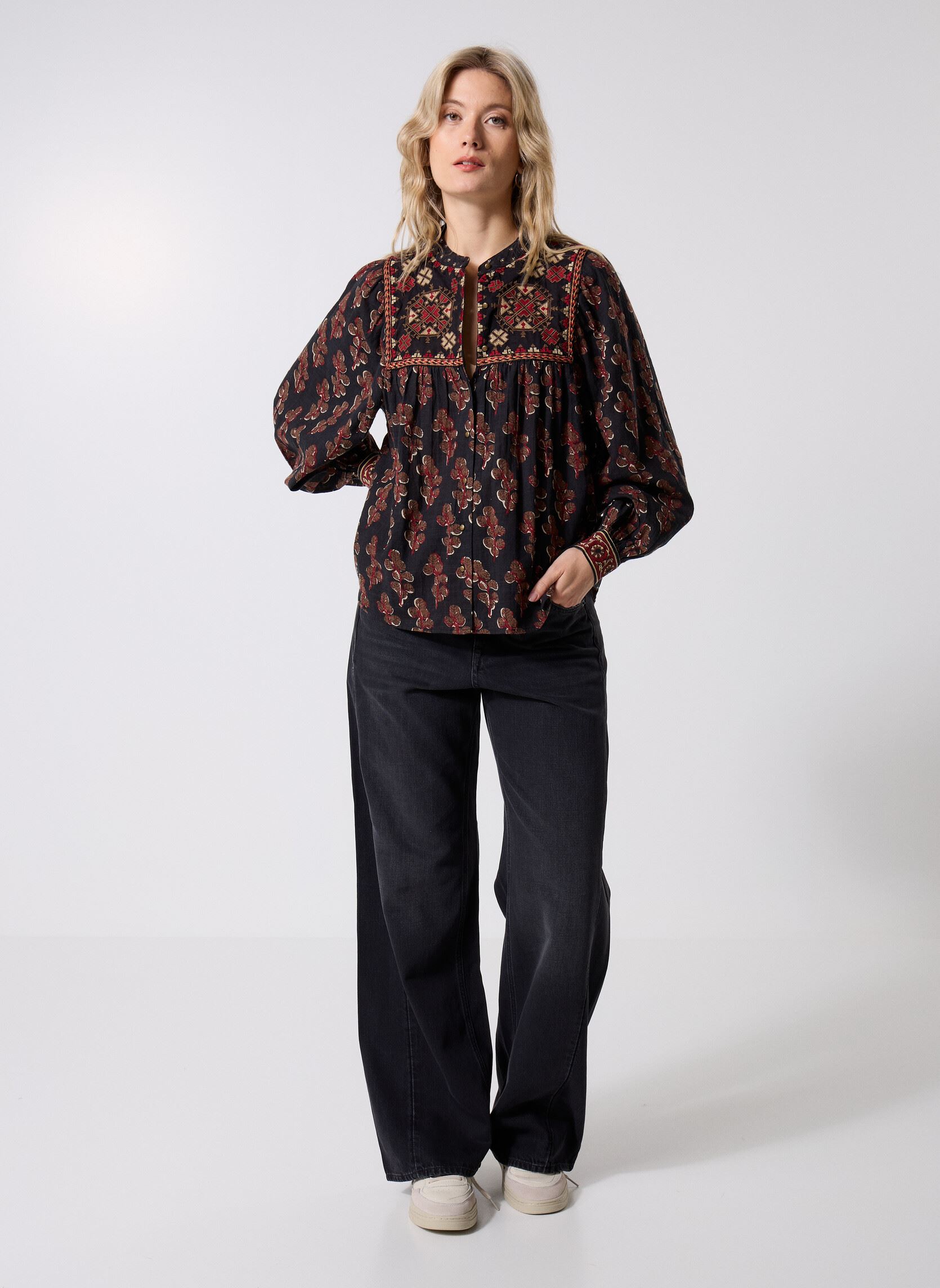 Langarm-Blusen Scarlet damen schwarz Maison Hotel Langarm-Blusen Scarlet damen schwarz Black Coffee