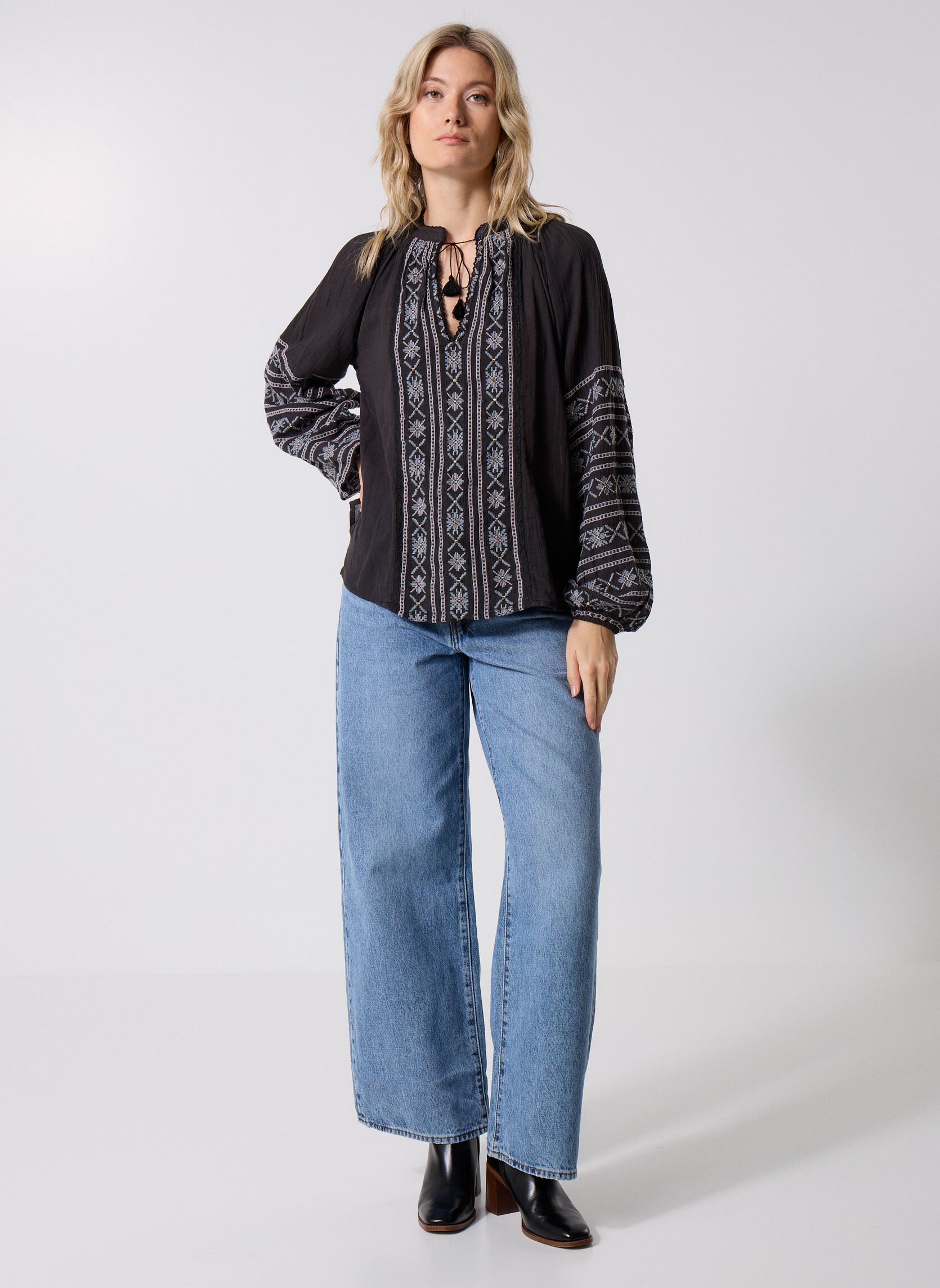 Langarm-Blusen Virginia damen blau Maison Hotel Langarm-Blusen Virginia damen blau Dusty Blue
