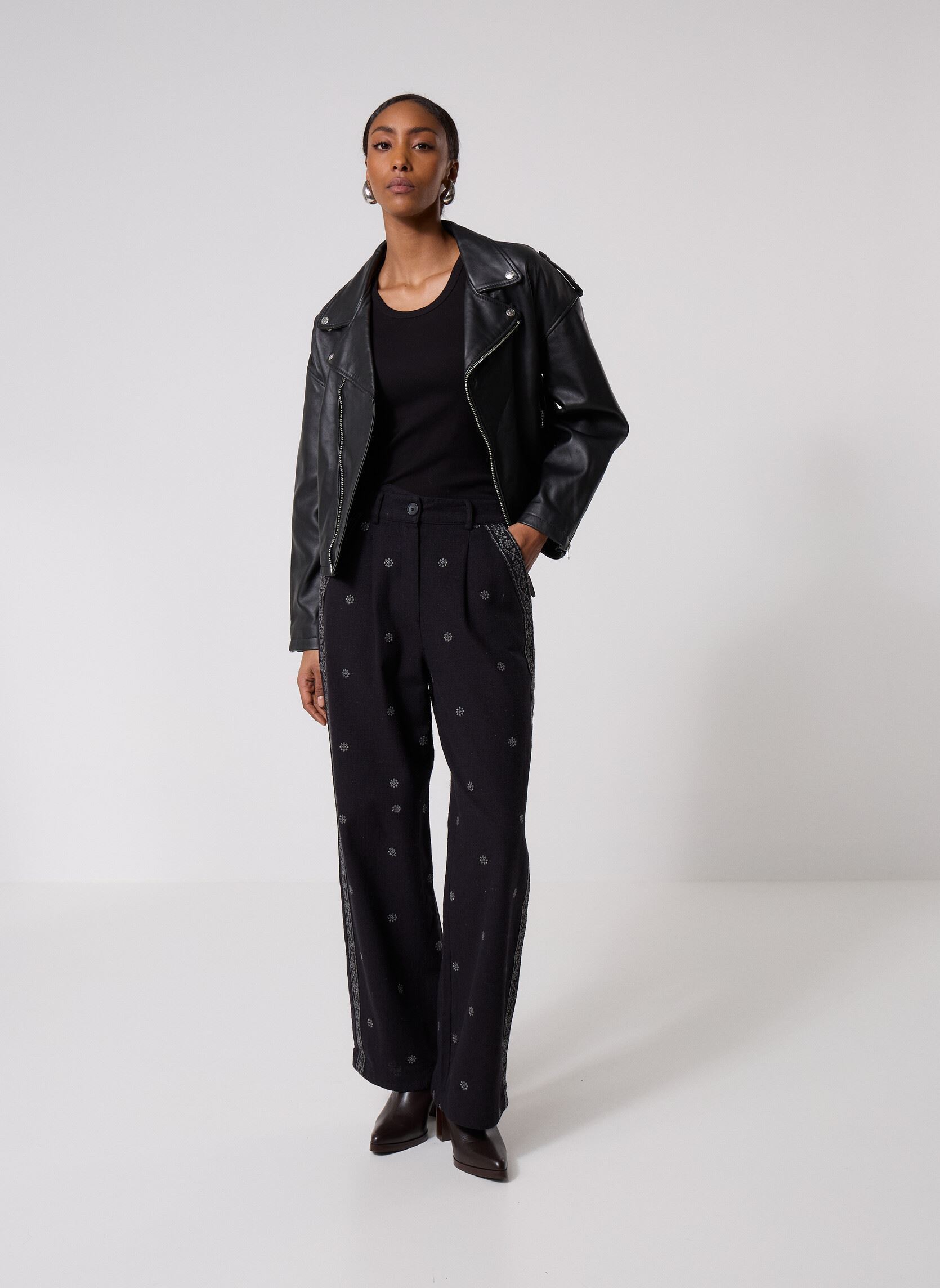 Weite Hosen Diego damen schwarz Maison Hotel Weite Hosen Diego damen schwarz Charro Black