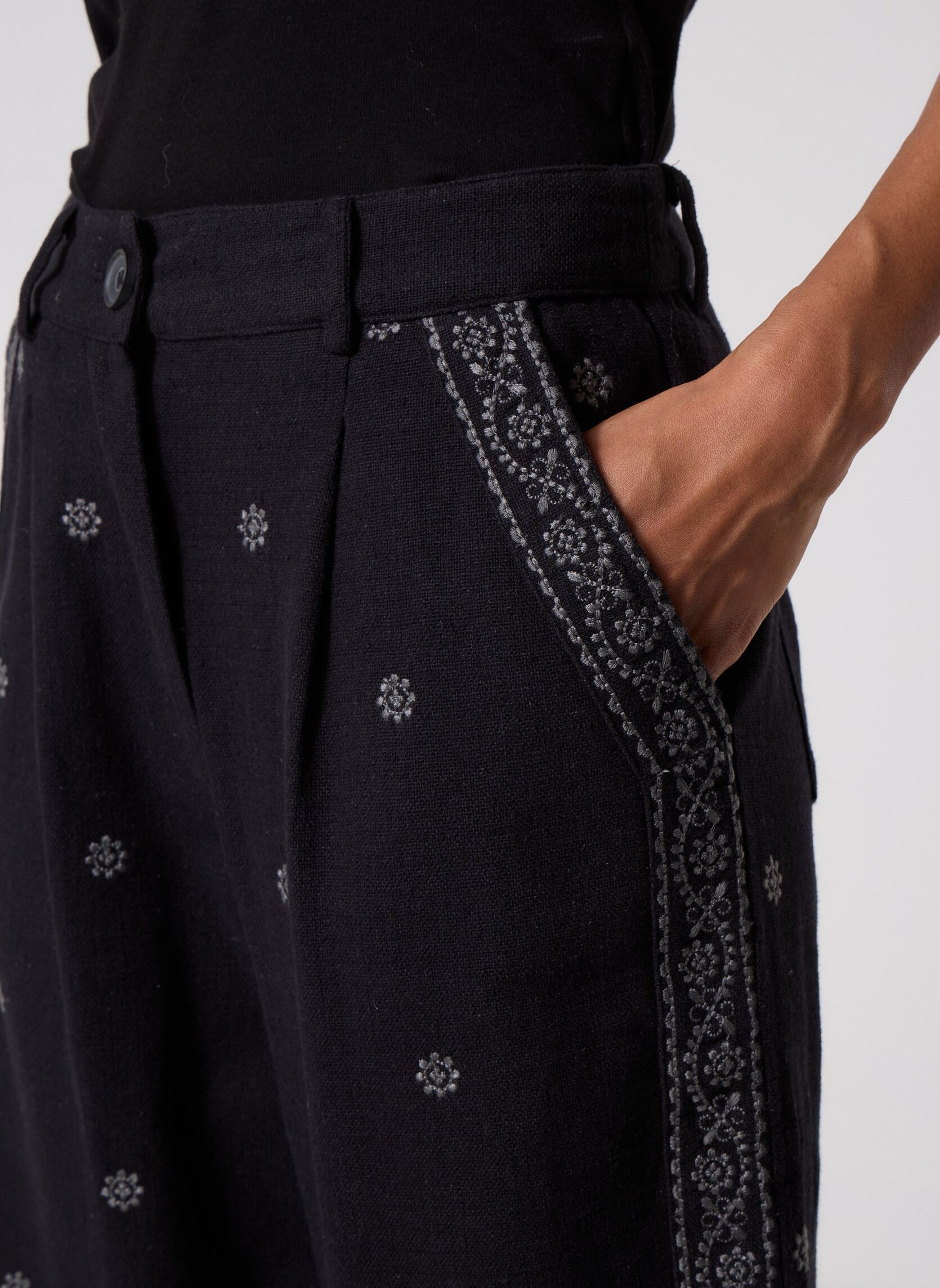 Weite Hosen Diego damen schwarz Maison Hotel Weite Hosen Diego damen schwarz Charro Black