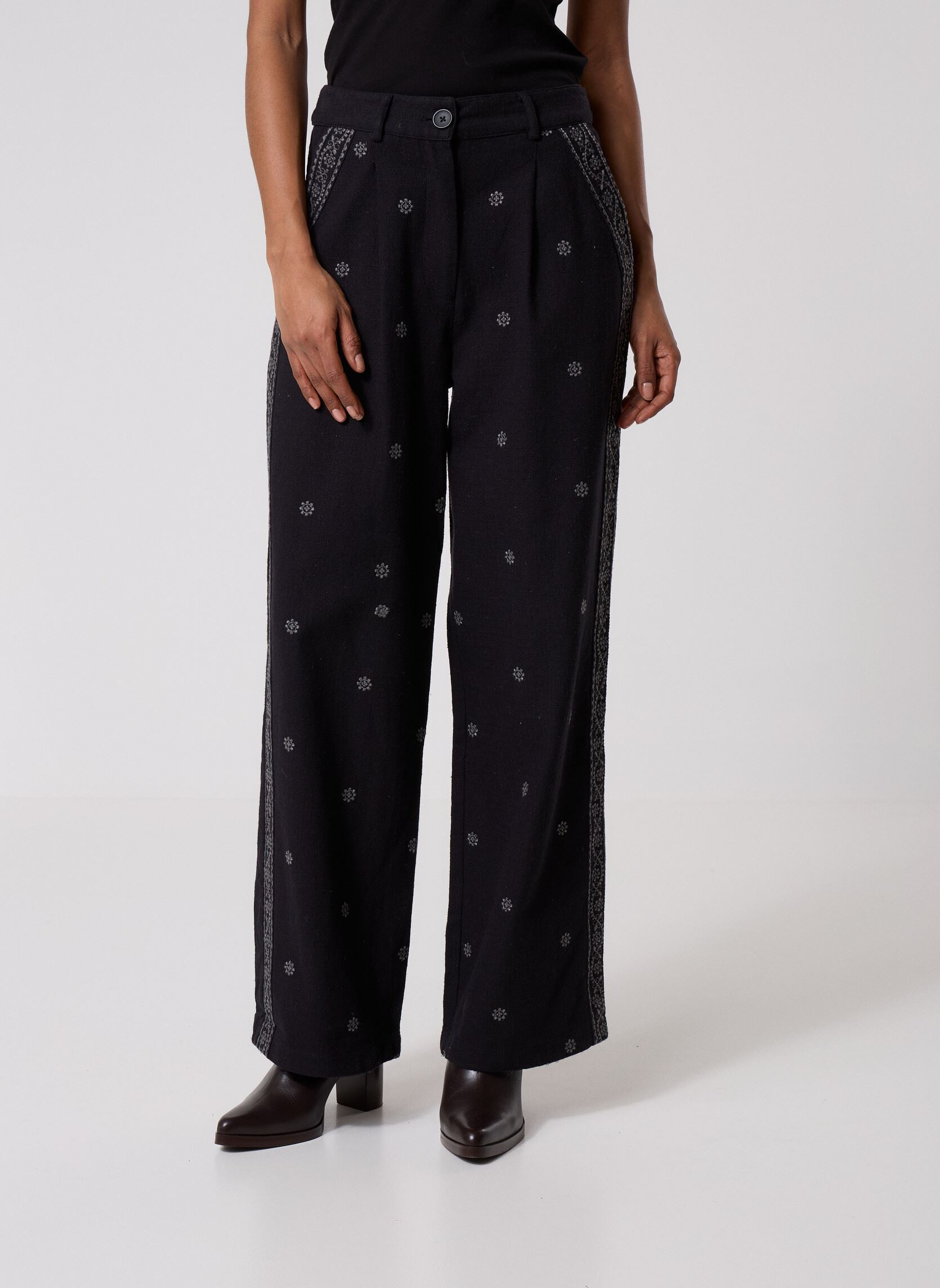 Weite Hosen Diego damen schwarz Maison Hotel Weite Hosen Diego damen schwarz Charro Black