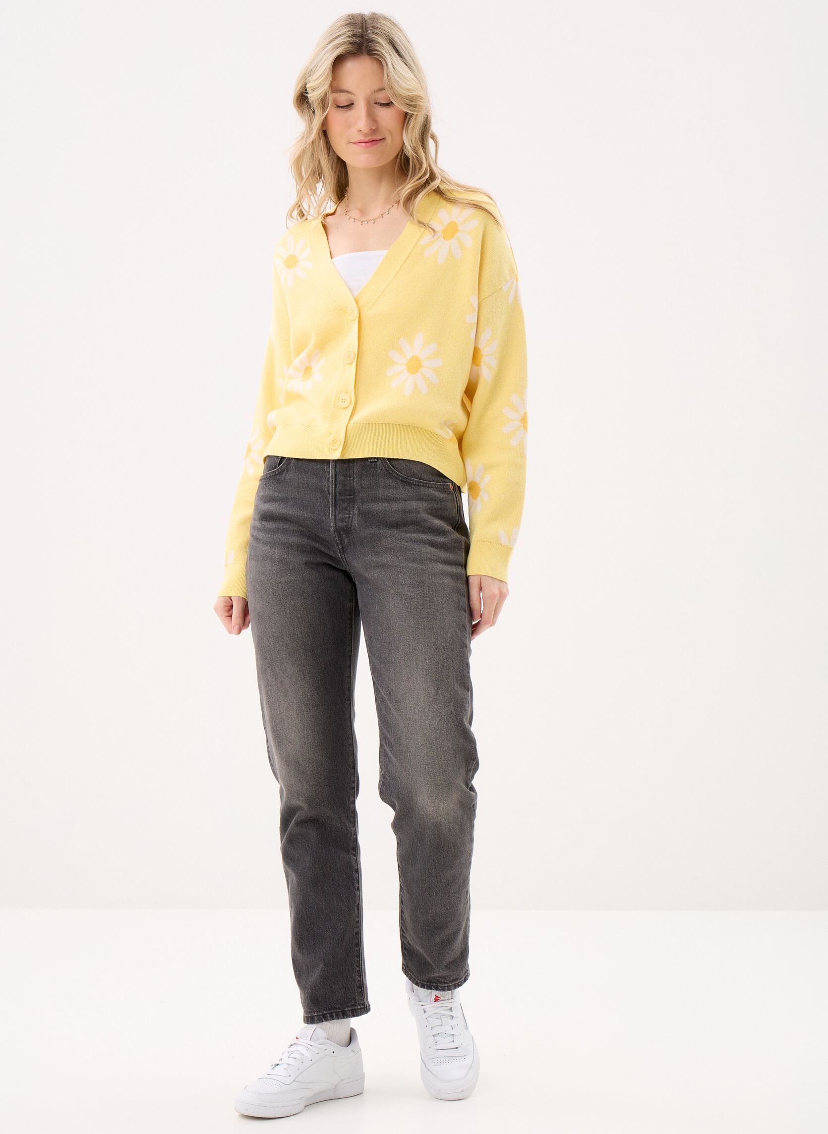 Gilets MON-GILET-FLEUR femme jaune MADE BY Gilets MON-GILET-FLEUR femme jaune DOUBLE CREAM
