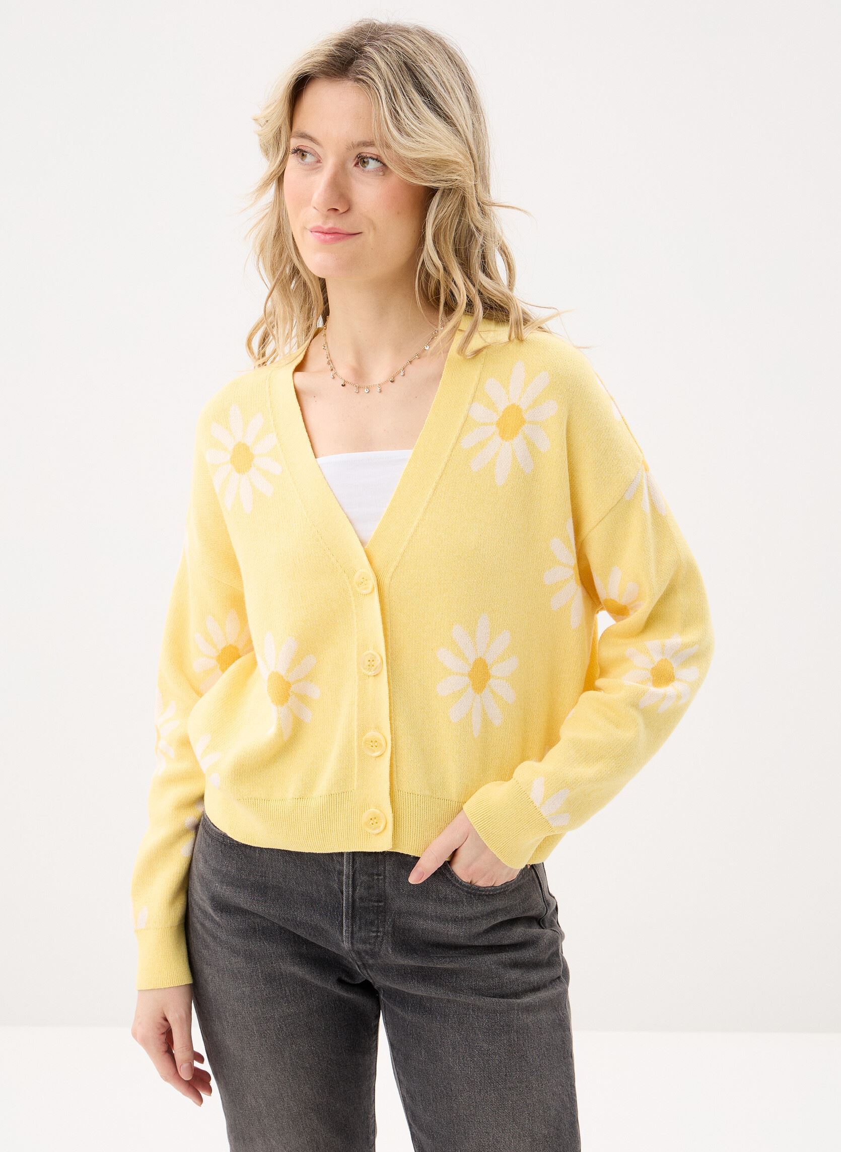 Gilets MON-GILET-FLEUR femme jaune MADE BY Gilets MON-GILET-FLEUR femme jaune DOUBLE CREAM