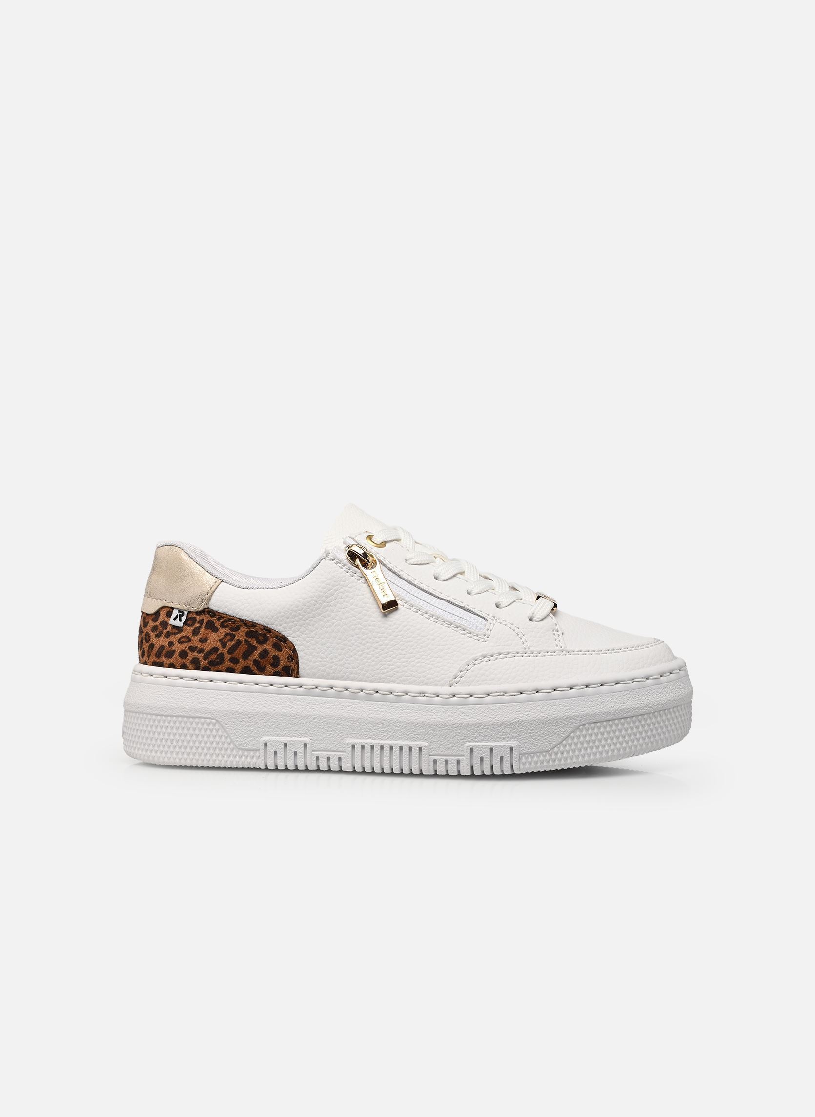 Baskets compensées M1900 femme blanc Rieker Baskets compensées M1900 femme blanc WEISS/LEO-NUSS/MUSCHEL/OFFWHIT