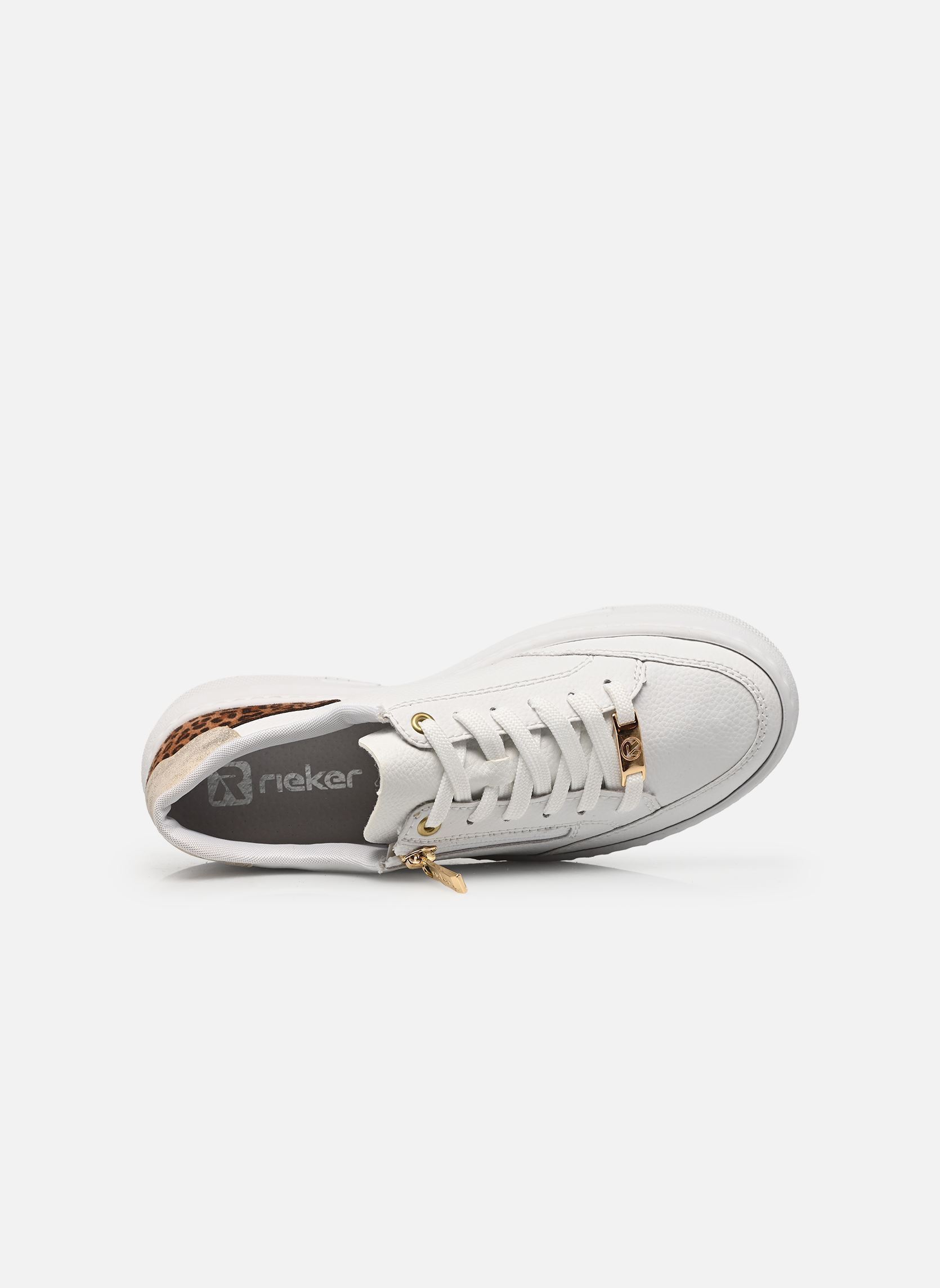 Baskets compensées M1900 femme blanc Rieker Baskets compensées M1900 femme blanc WEISS/LEO-NUSS/MUSCHEL/OFFWHIT