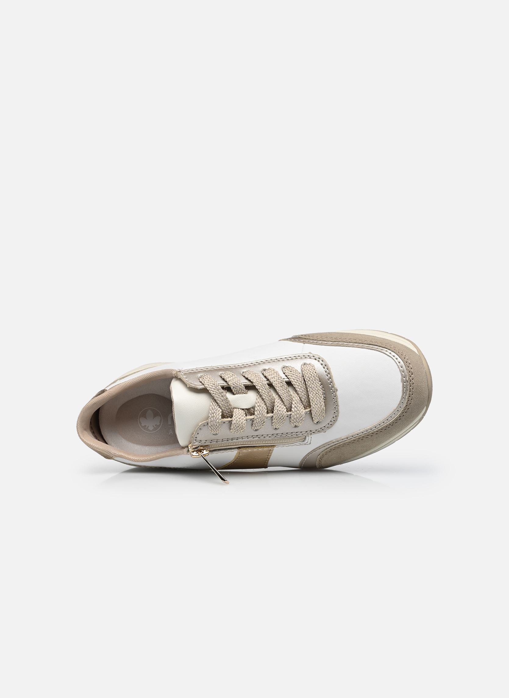 Baskets compensées N9504 femme blanc Rieker Baskets compensées N9504 femme blanc LEHM/CHAMPAGNER/WEISS/LIGHTGOL