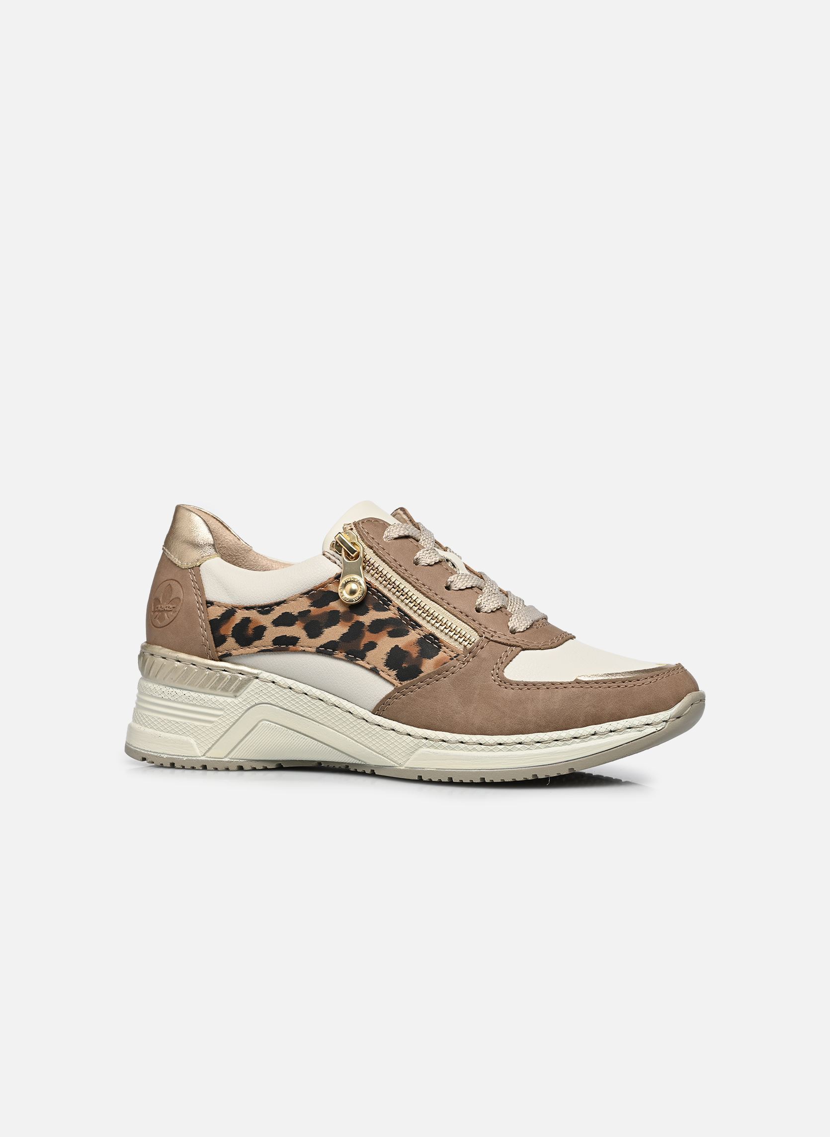 Baskets compensées N4308 femme multicolore Rieker Baskets compensées N4308 femme multicolore SHELL/LIGHTGOLD/OFFWHITE/BEIGE