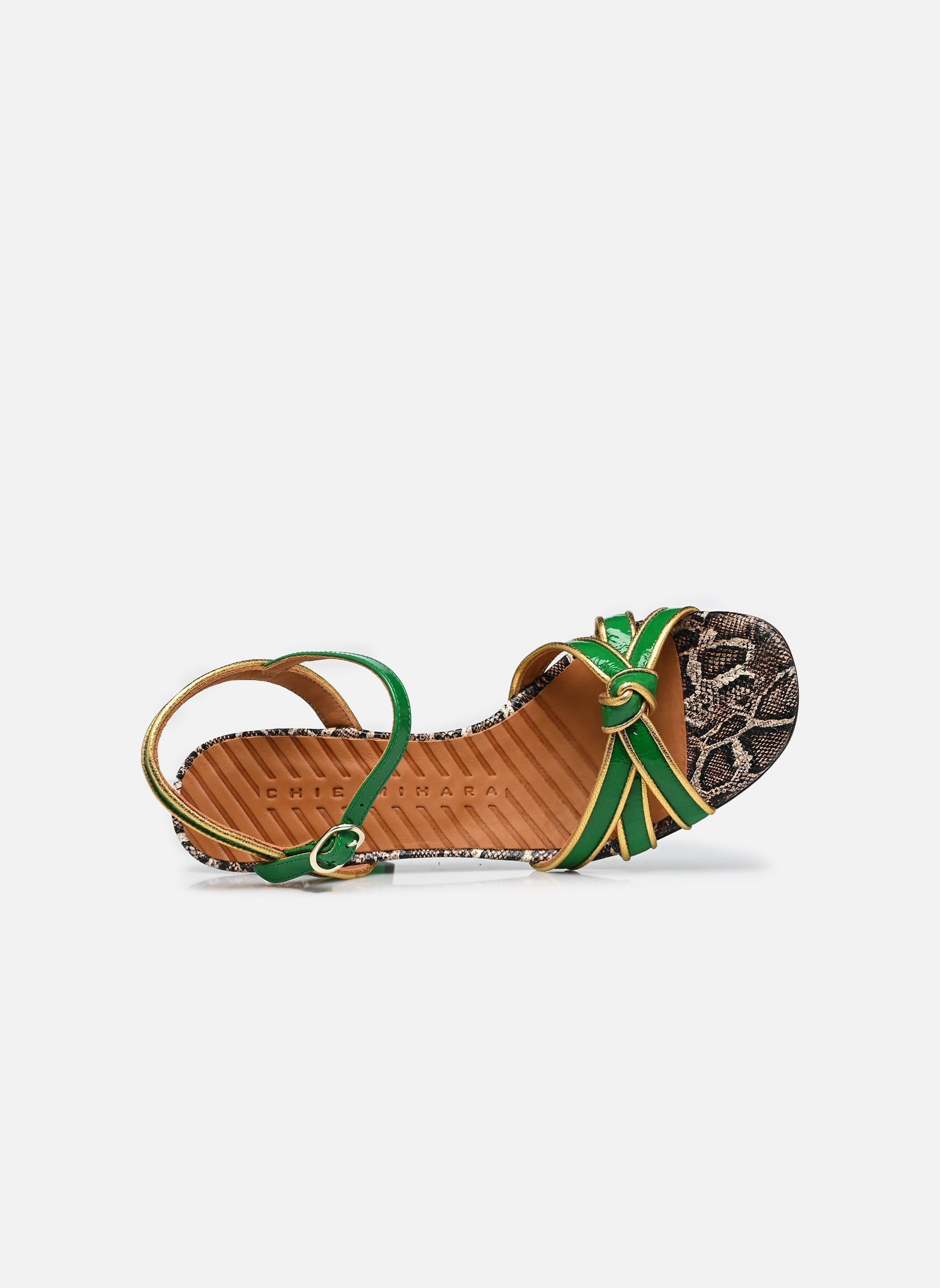 Sandales BALLAH femme vert Chie Mihara Sandales BALLAH femme vert Sucre green Dali oro Serpin na