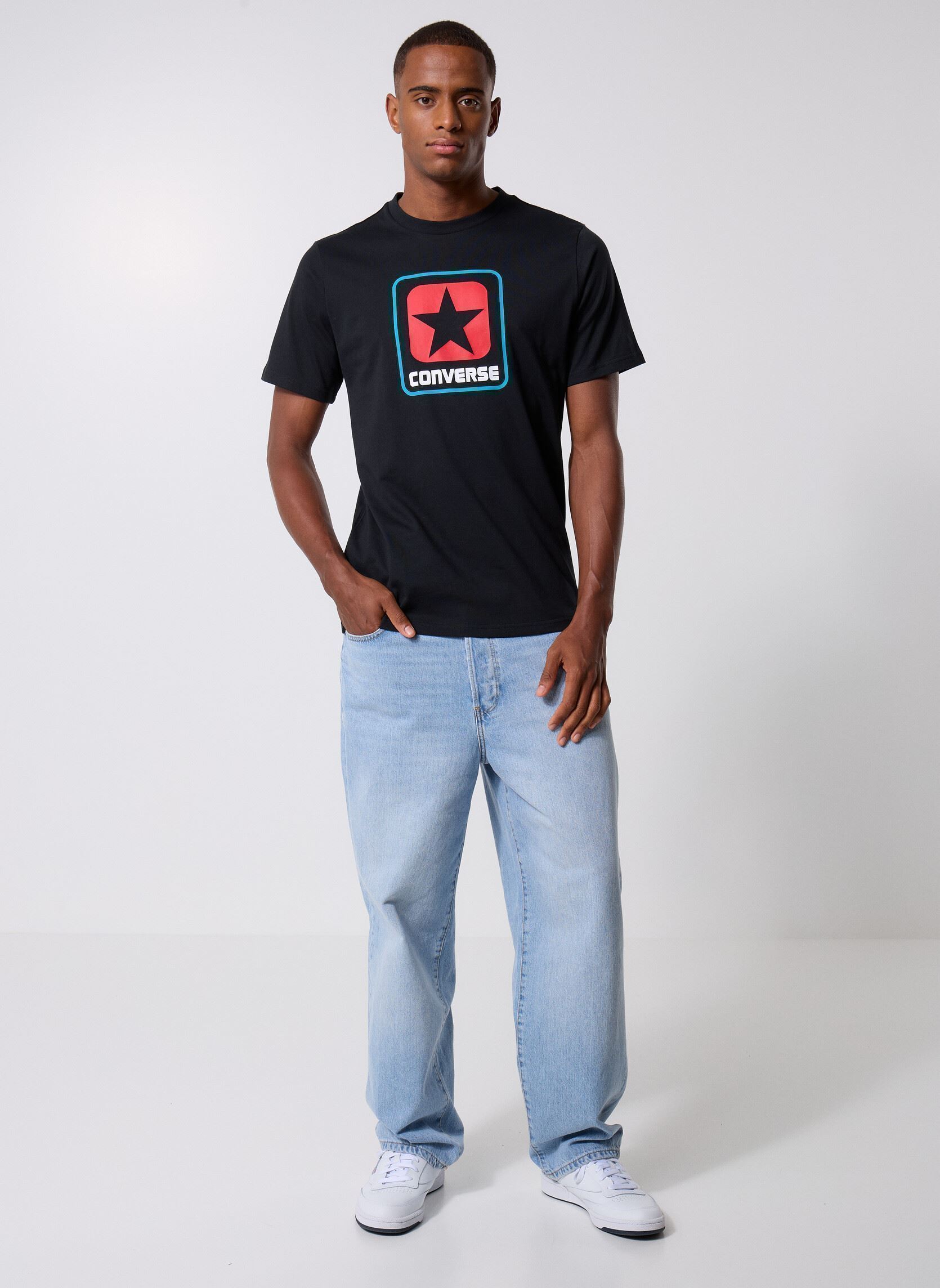 T-shirts met korte mouwen Box Logo Tee heren zwart Converse T-shirts met korte mouwen Box Logo Tee heren zwart Black Black