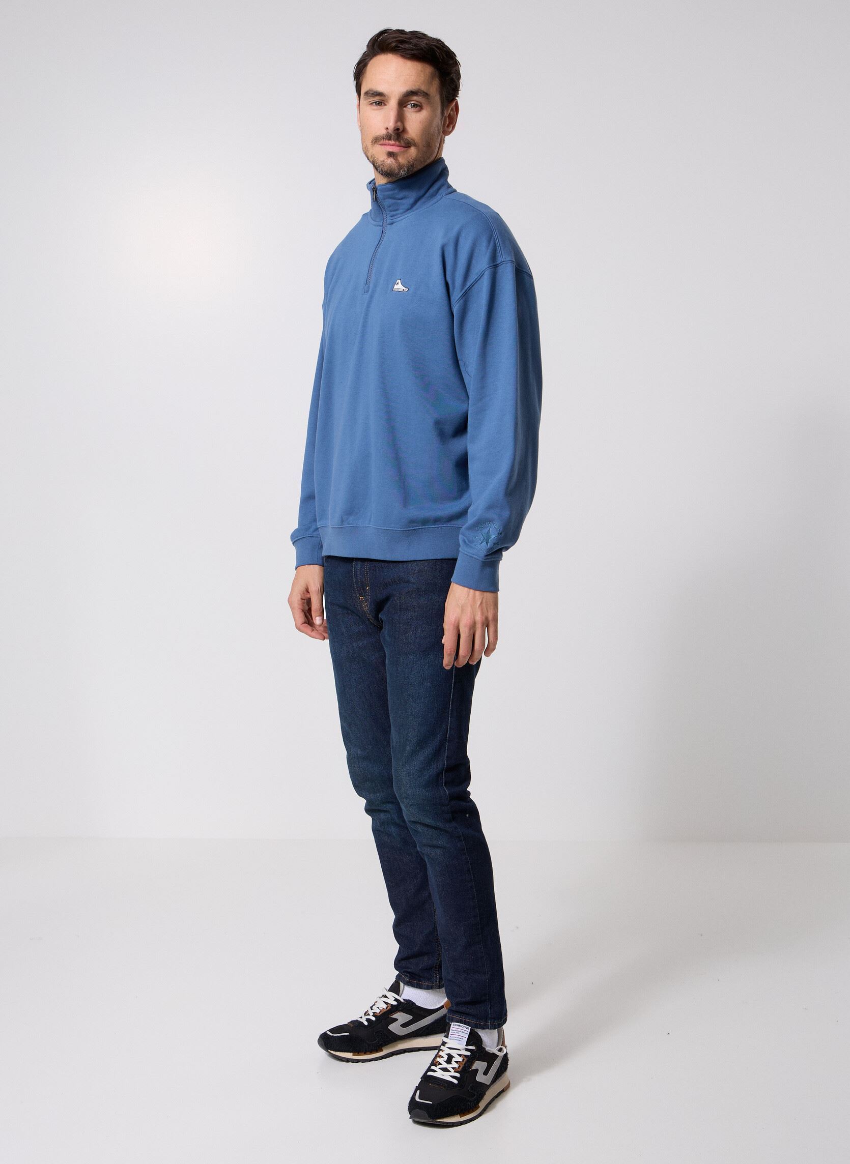 Sweaters met rits Snker Patch Half Zip heren blauw Converse Sweaters met rits Snker Patch Half Zip heren blauw Slacker Blue Blue
