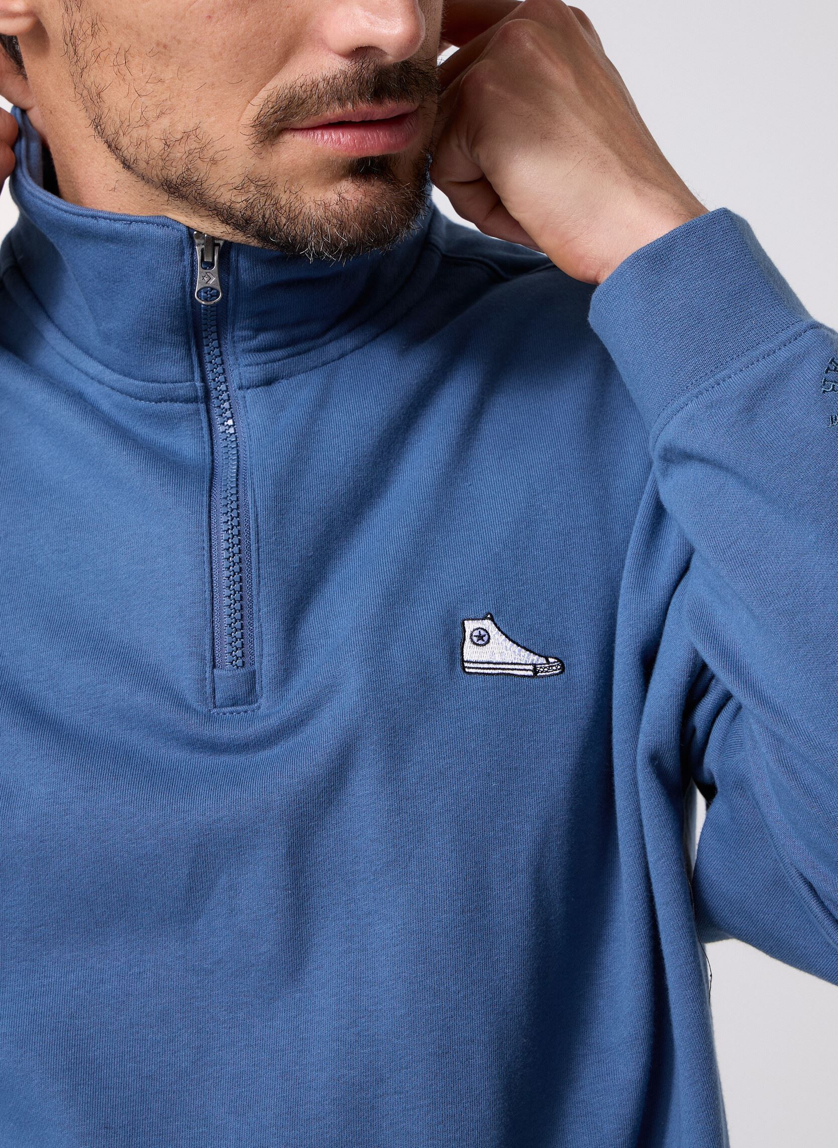 Sweaters met rits Snker Patch Half Zip heren blauw Converse Sweaters met rits Snker Patch Half Zip heren blauw Slacker Blue Blue