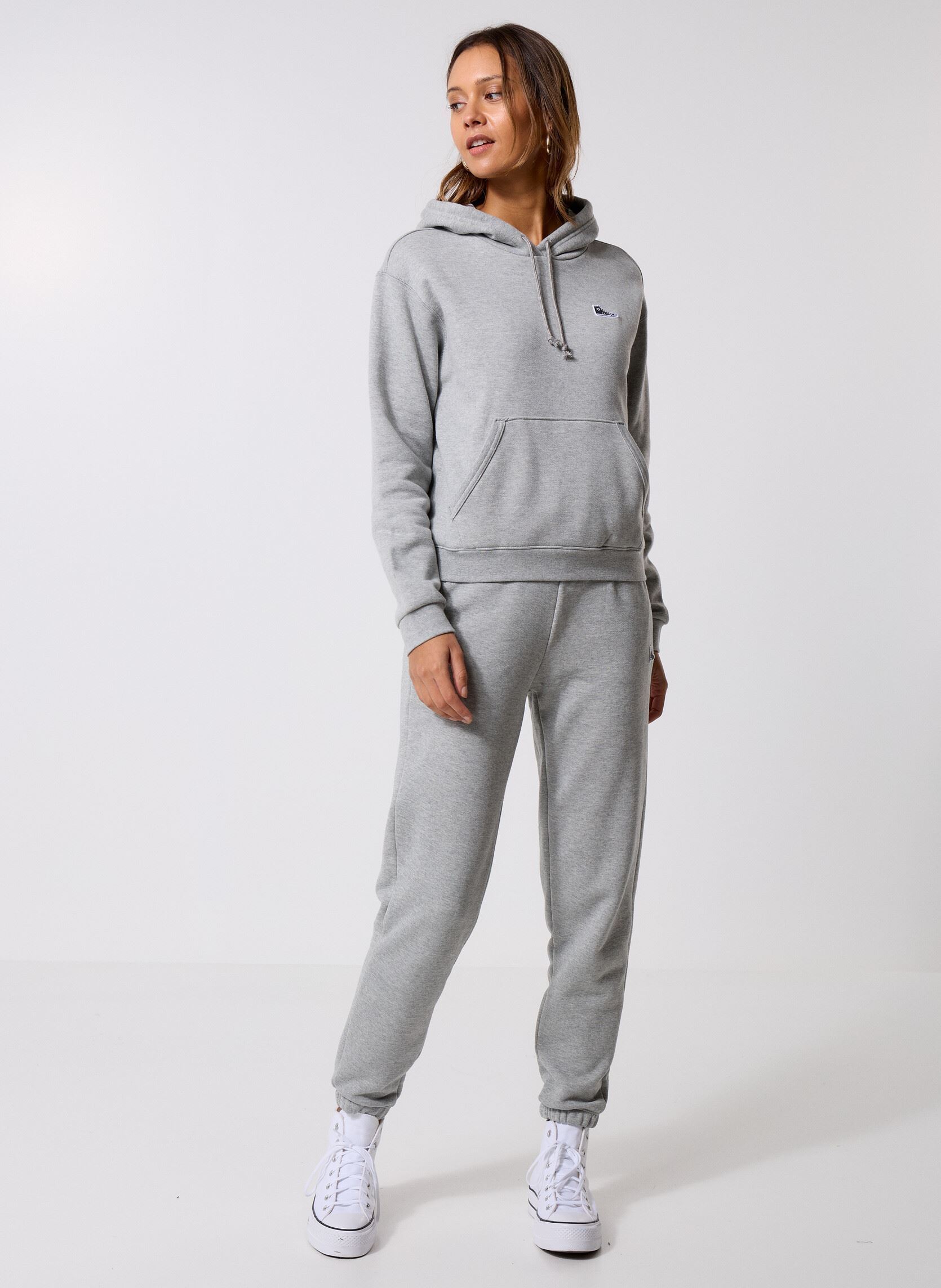 Pantalon jogging droit femme, Elementals, gris chiné