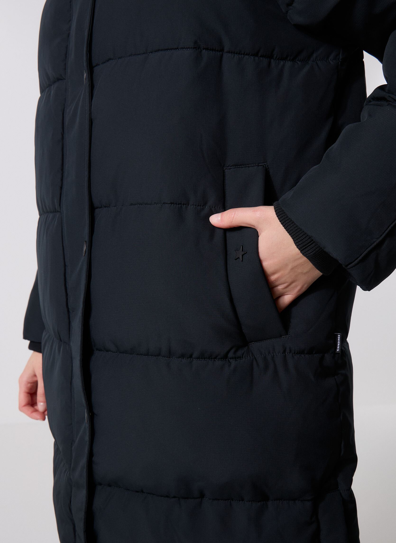 Daunenjacken Hooded Puffer Coat damen schwarz Converse Daunenjacken Hooded Puffer Coat damen schwarz Black Black