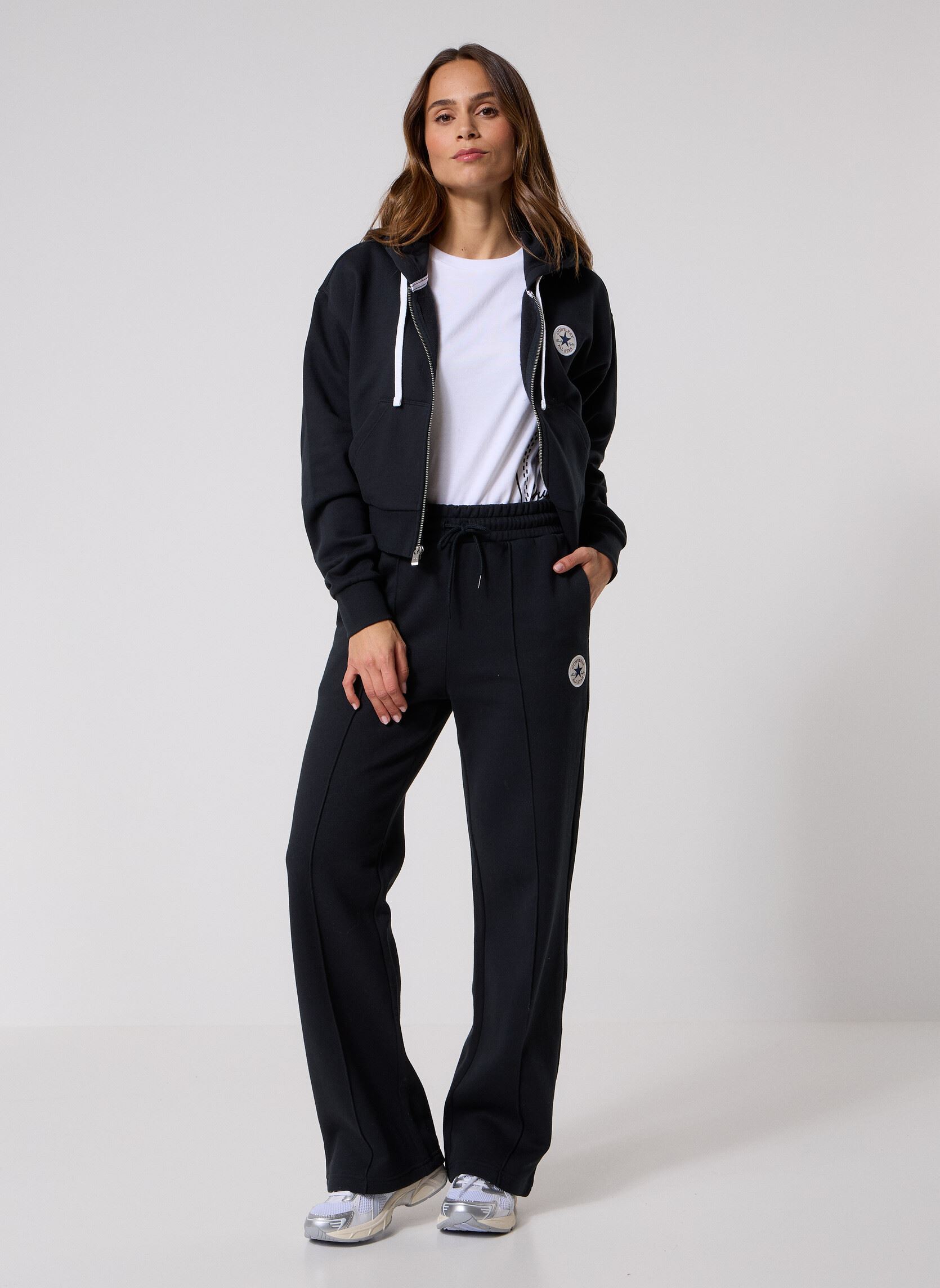 Kapuzenpullover Retro Chck Graph Fz damen schwarz Converse Kapuzenpullover Retro Chck Graph Fz damen schwarz Black Black