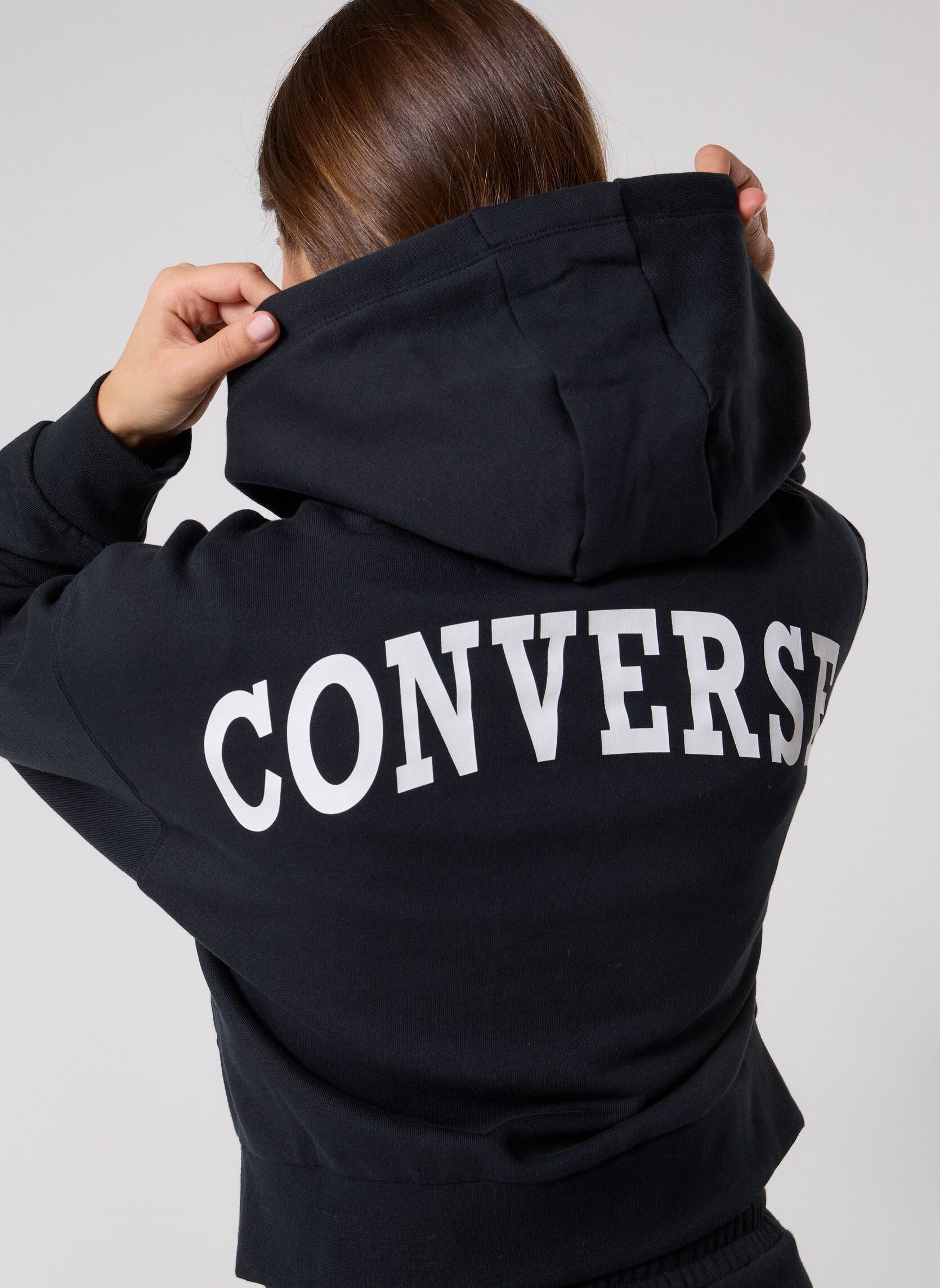 Kapuzenpullover Retro Chck Graph Fz damen schwarz Converse Kapuzenpullover Retro Chck Graph Fz damen schwarz Black Black