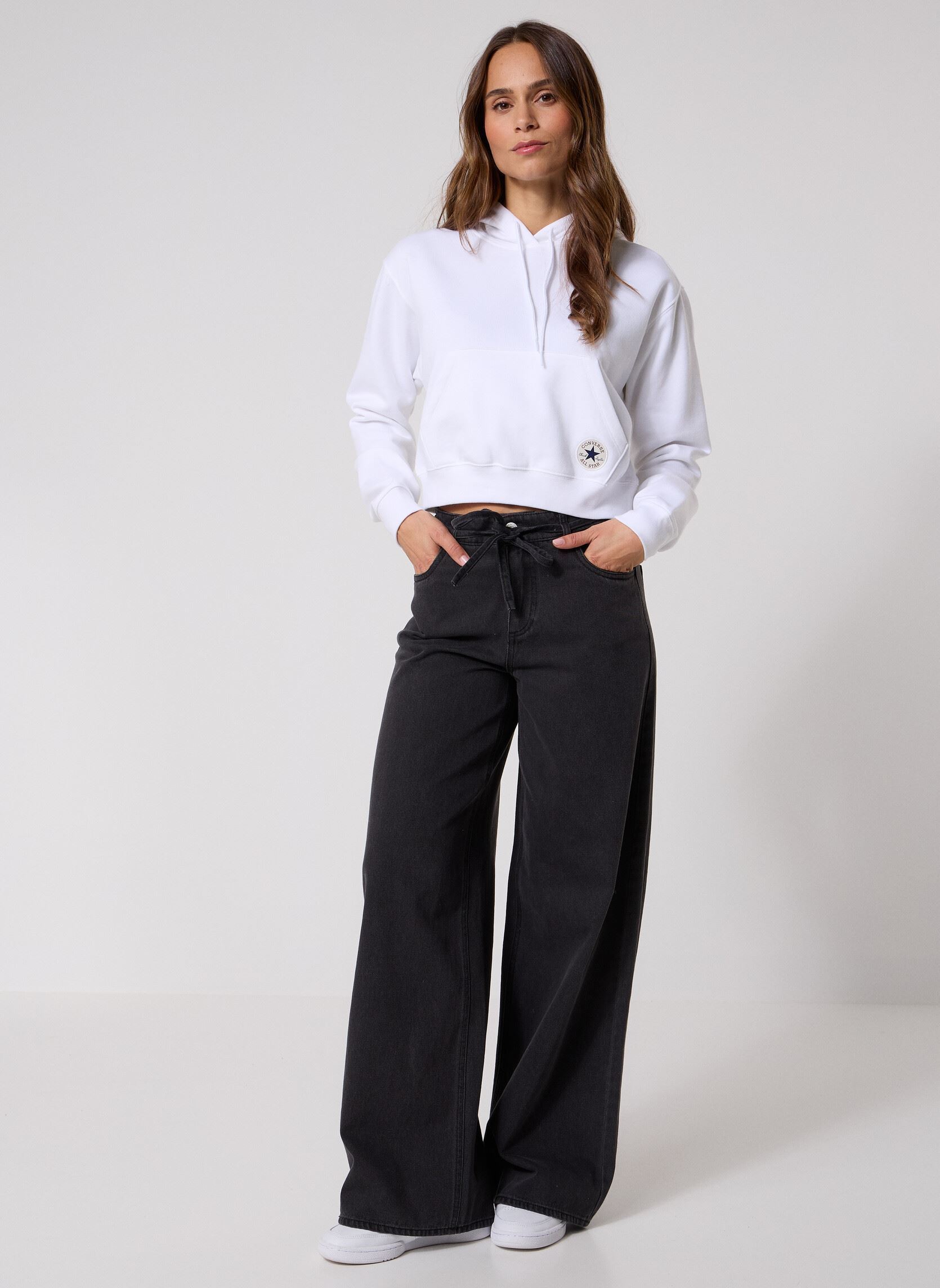 Sweats à capuche Chuck Cropped Hoodie femme blanc Converse Sweats à capuche Chuck Cropped Hoodie femme blanc White White