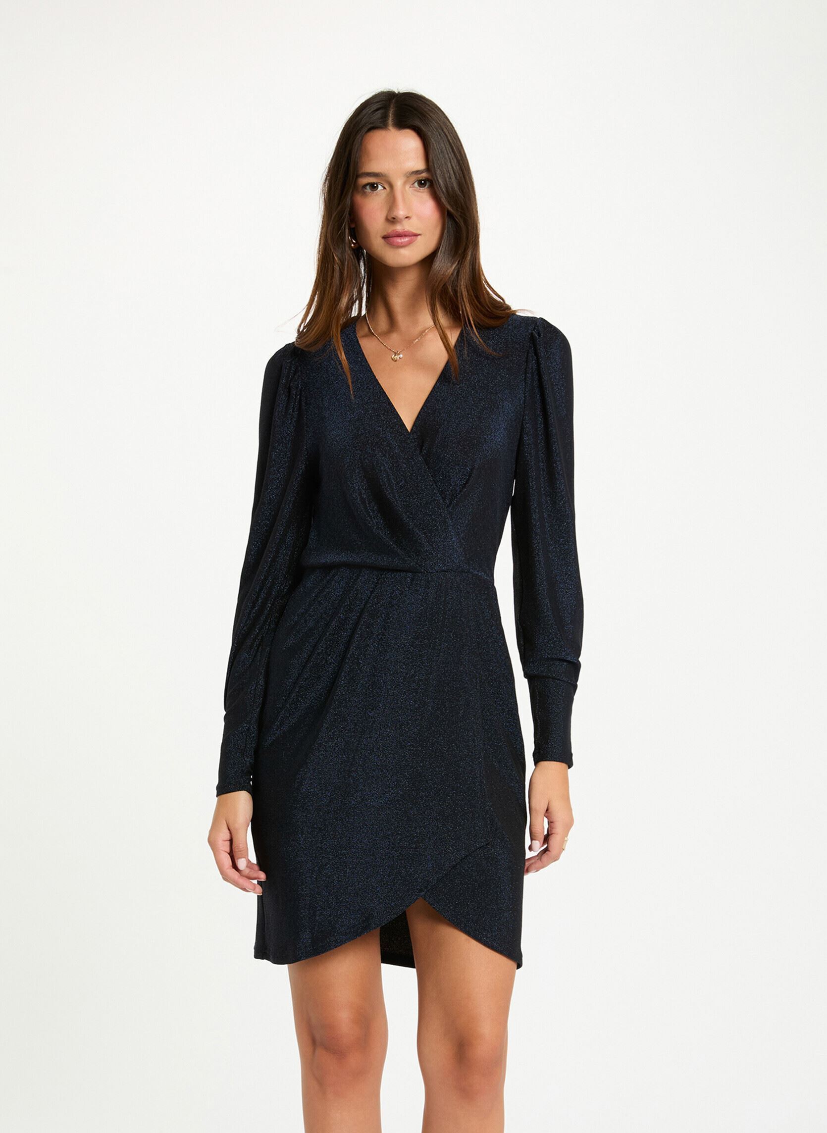 Robe ajustée drapée fils métallisés femme - vue 2