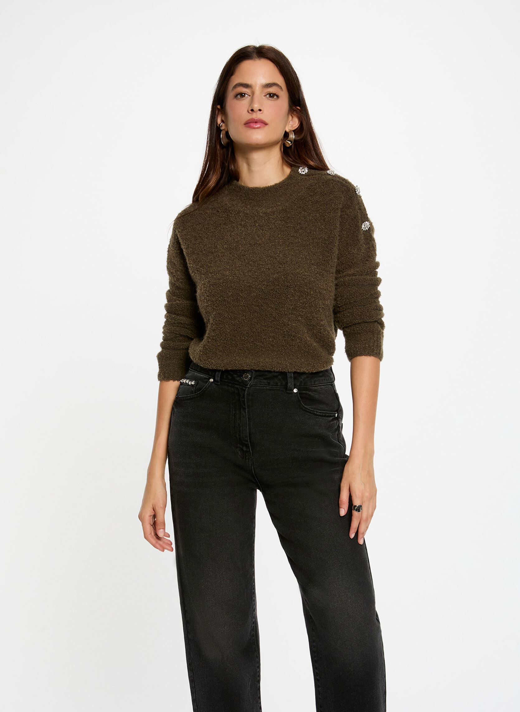 Pull col montant et boutons femme - vue 4