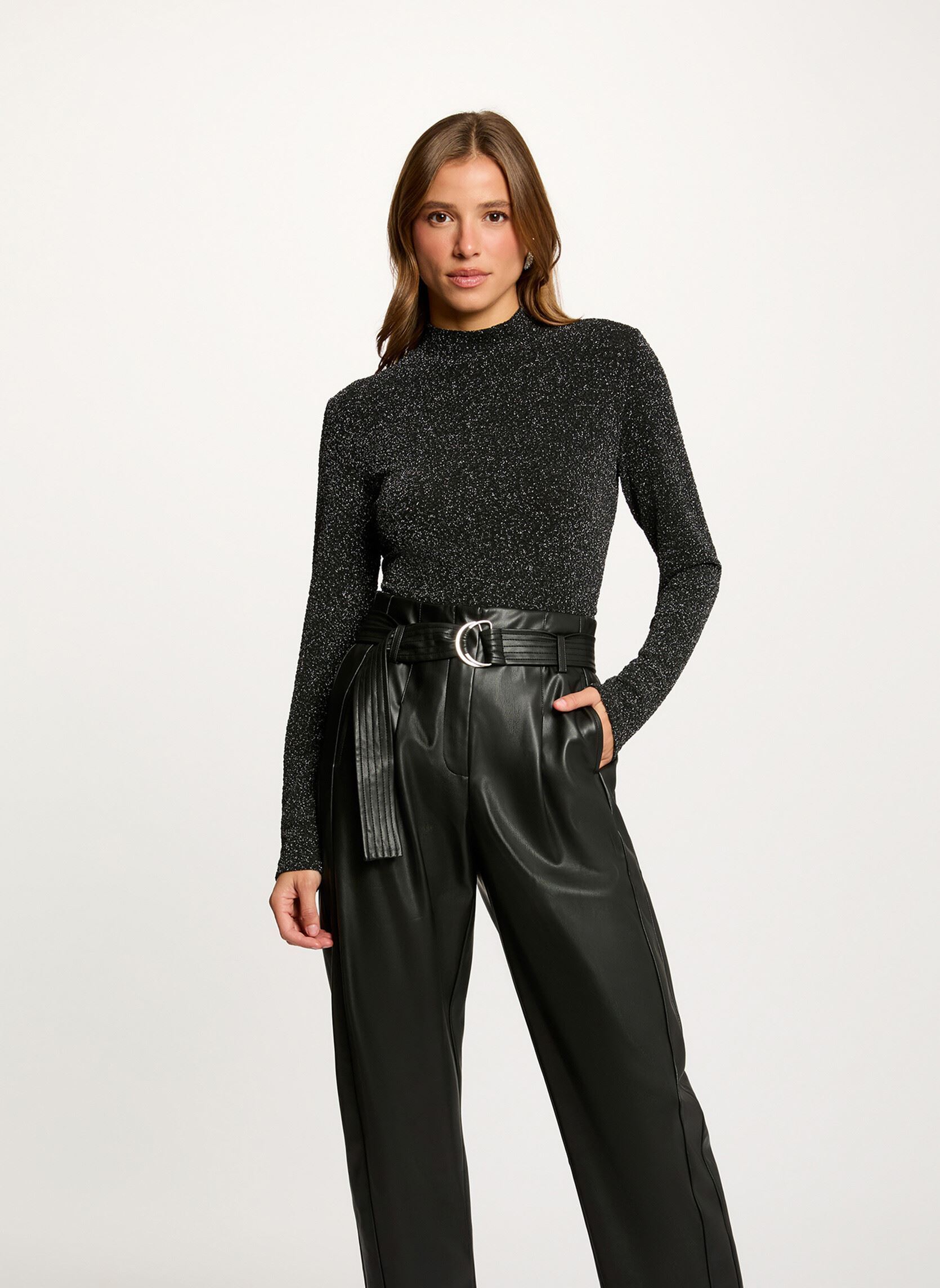 T shirt court col montant couleur femme - vue 2