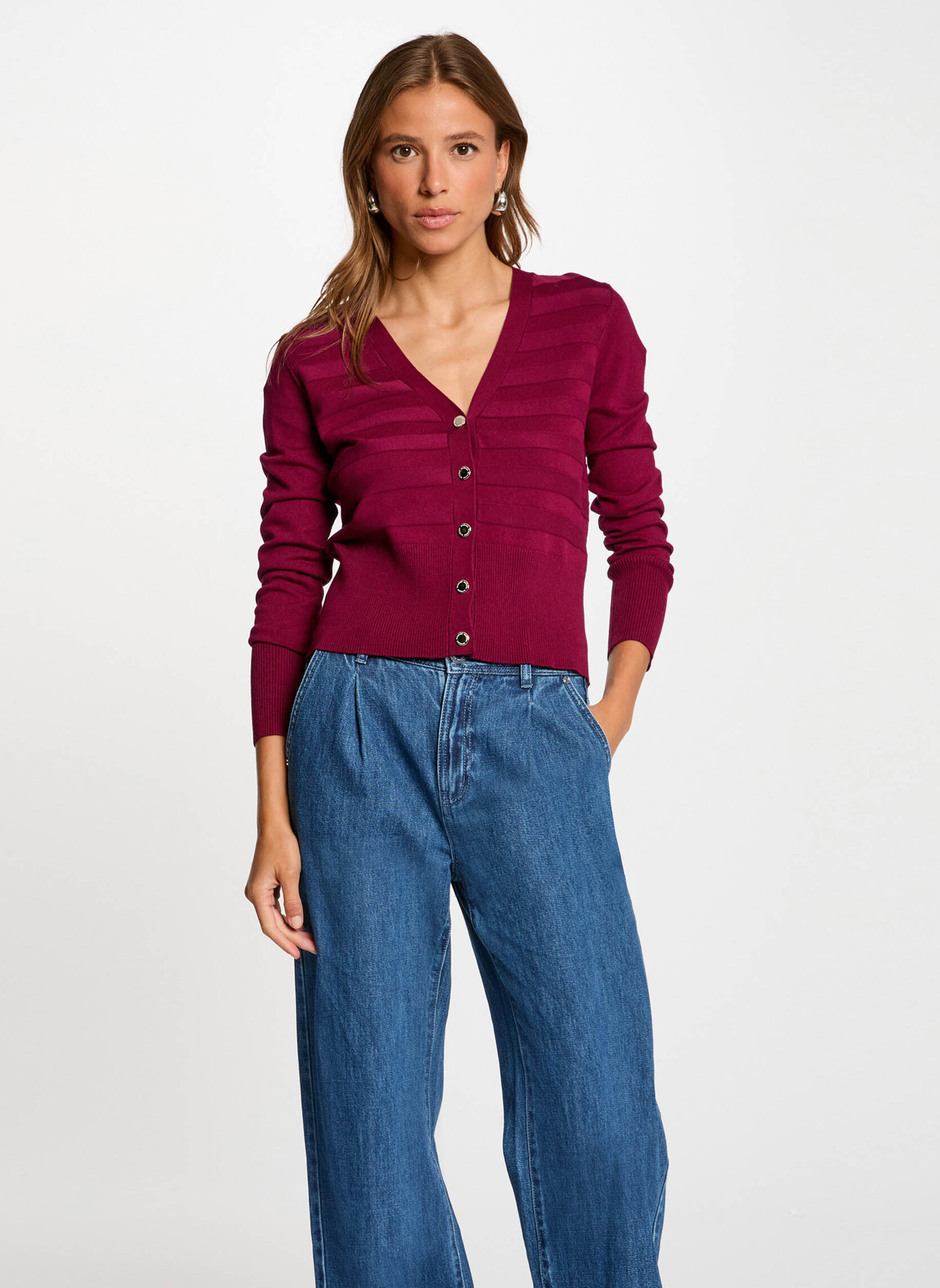 Gilet Court Coupe Droite Gilet Morgan Manches 3/4 - Maille Légère