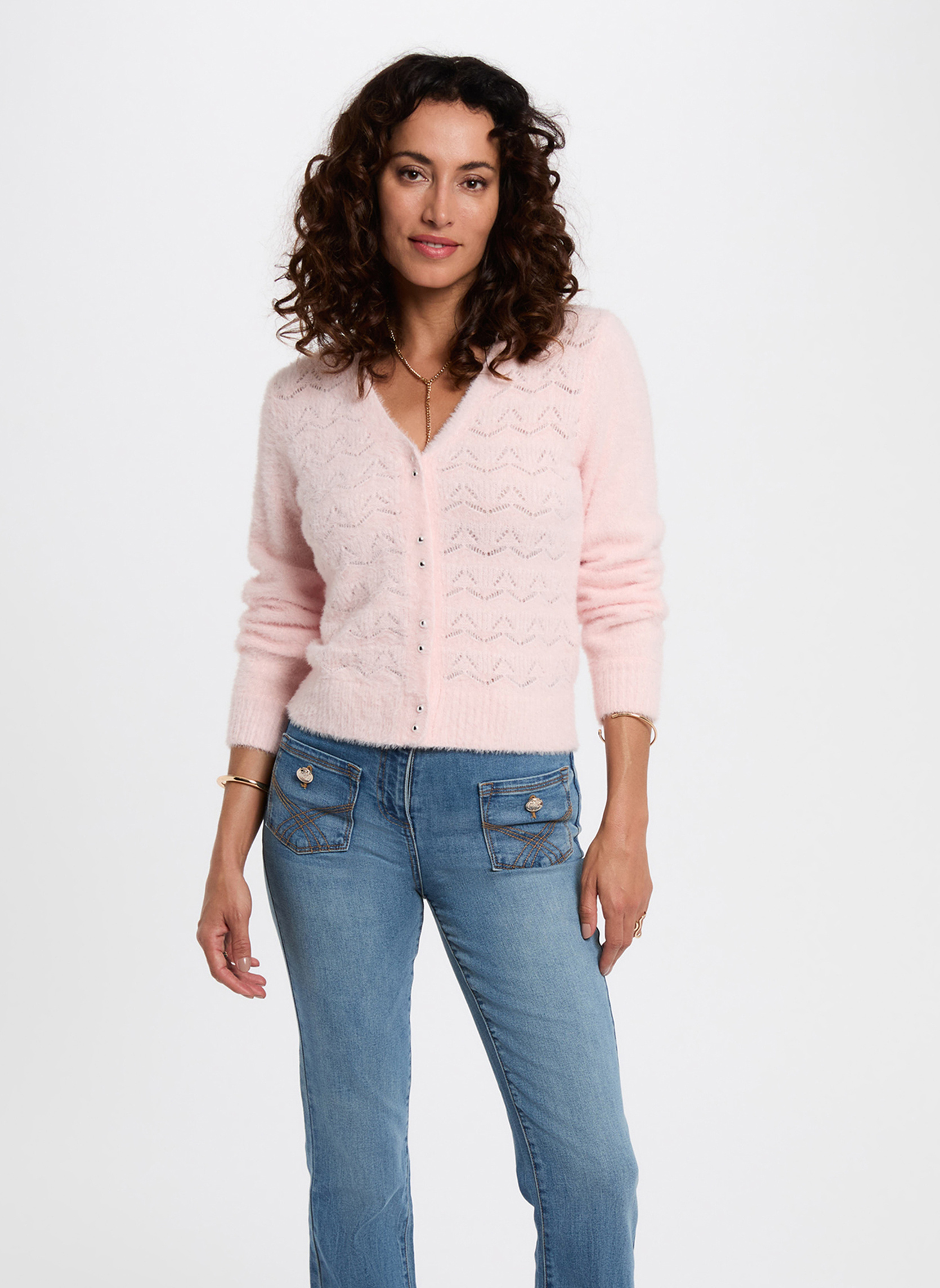 Pull Léger Printemps Gilet Morgan Manches 3/4 - Maille Fine | Col