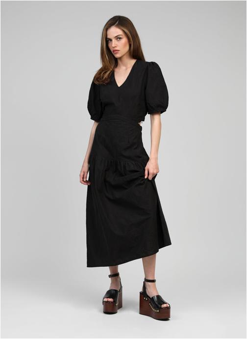 An'ge Robes ROBE MIDI OSEILA noir femme noir