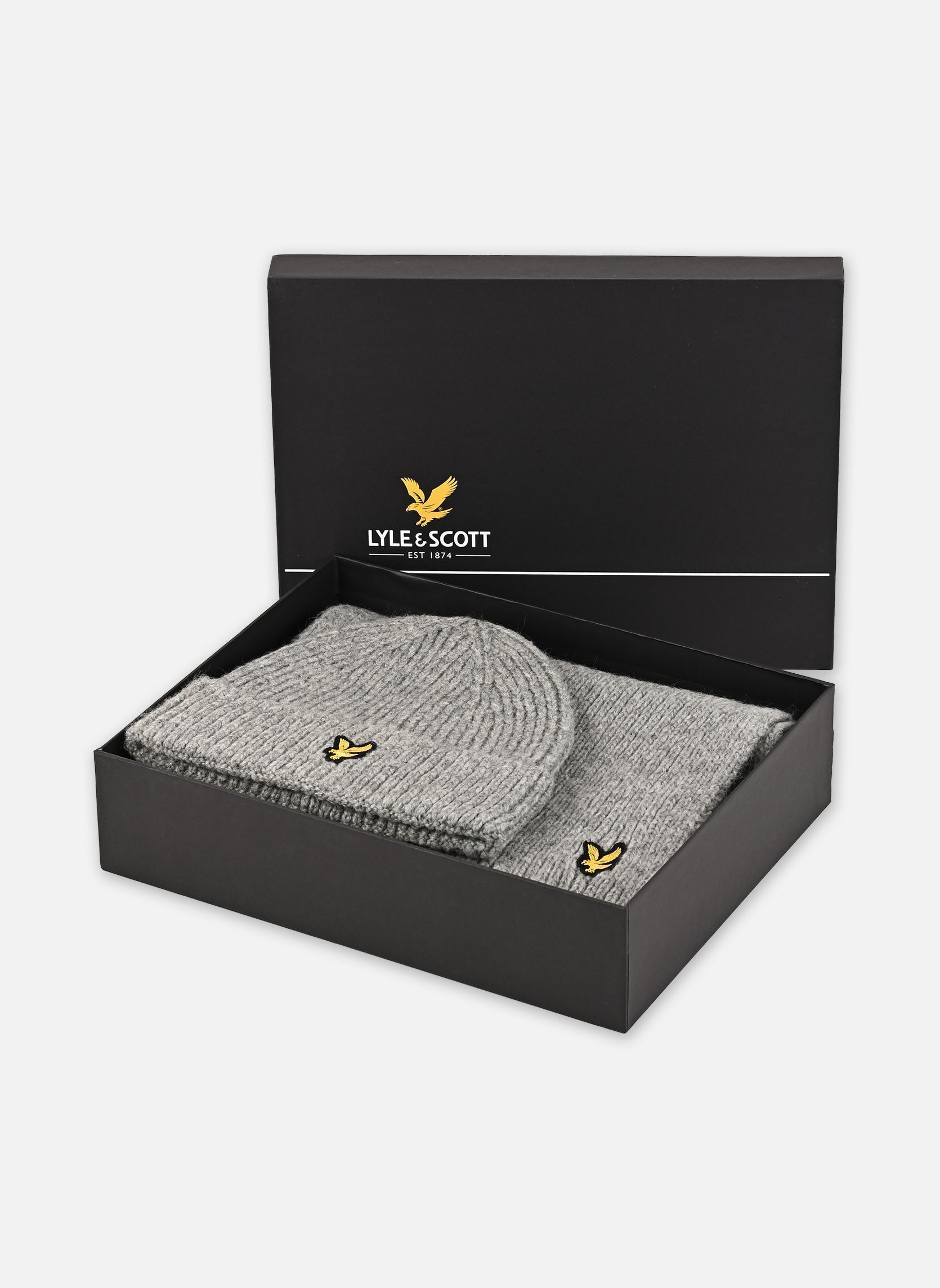 Mutsen Brushed Scarf And Beanie Set heren grijs Lyle & Scott Mutsen Brushed Scarf And Beanie Set heren grijs LIGHT GREY MARL