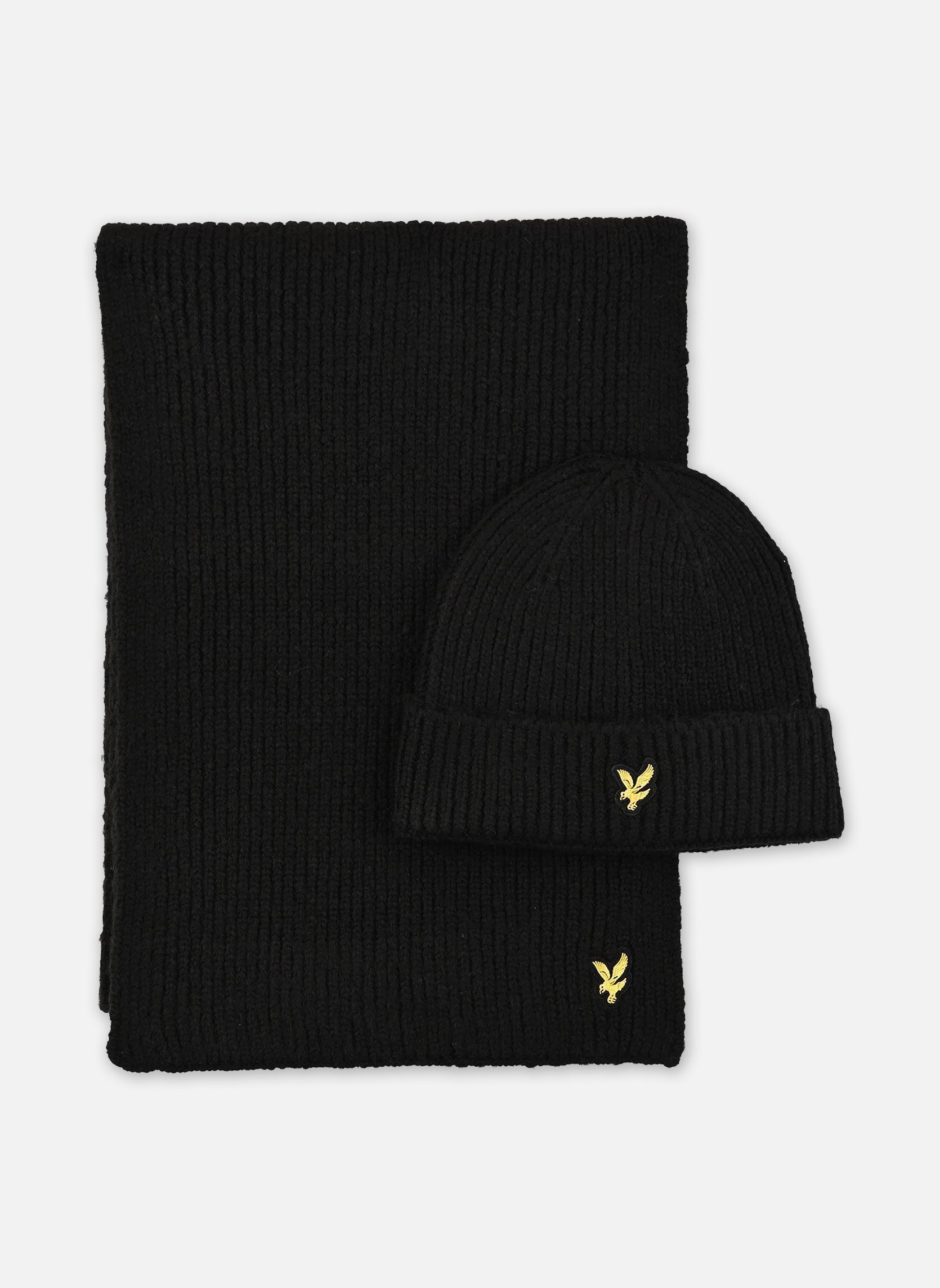 Bonnets Brushed Scarf And Beanie Set homme noir Lyle & Scott Bonnets Brushed Scarf And Beanie Set homme noir JET BLACK