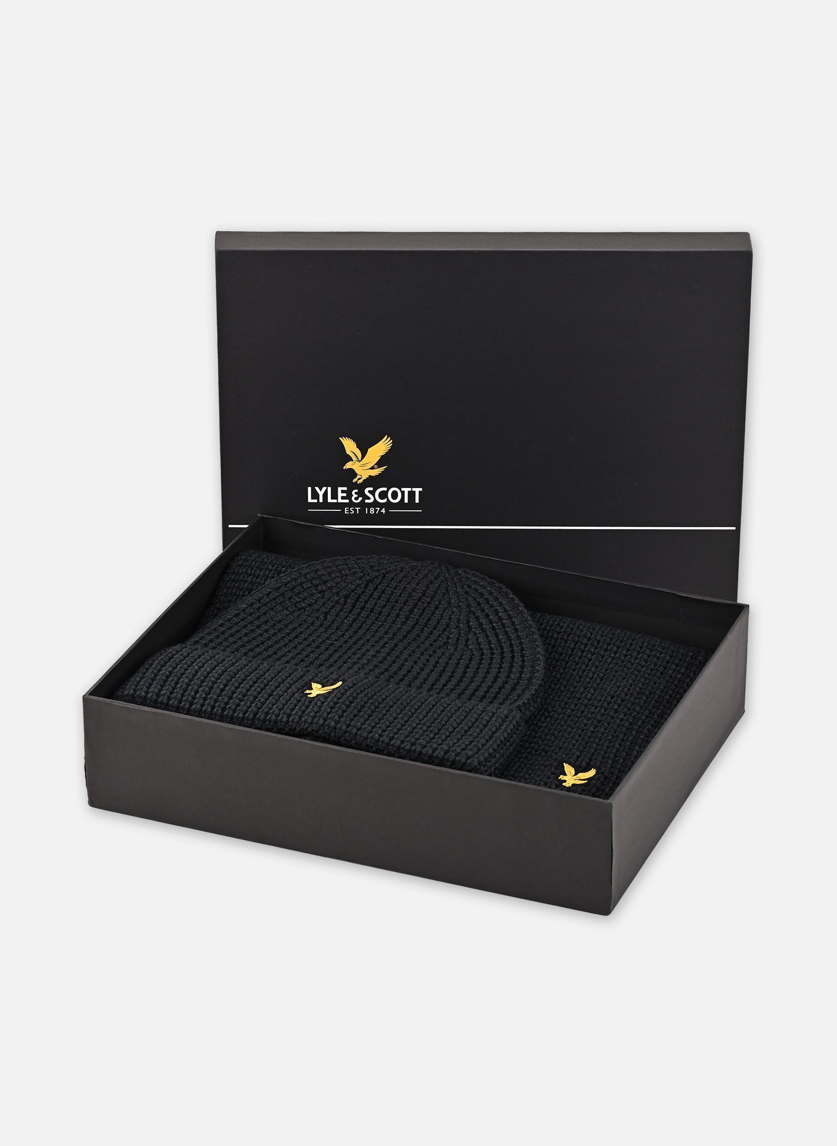 Mutsen Waffle Scarf And Beanie Set heren blauw Lyle & Scott Mutsen Waffle Scarf And Beanie Set heren blauw DARK NAVY