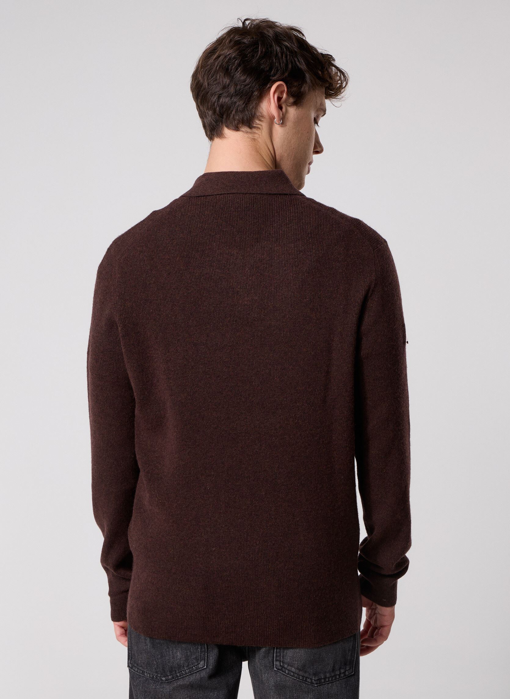 Kurzarm-Poloshirts Lambswool Blend Rugby Jumper herren braun Lyle & Scott Kurzarm-Poloshirts Lambswool Blend Rugby Jumper herren braun BOTTLE BROWN MARL