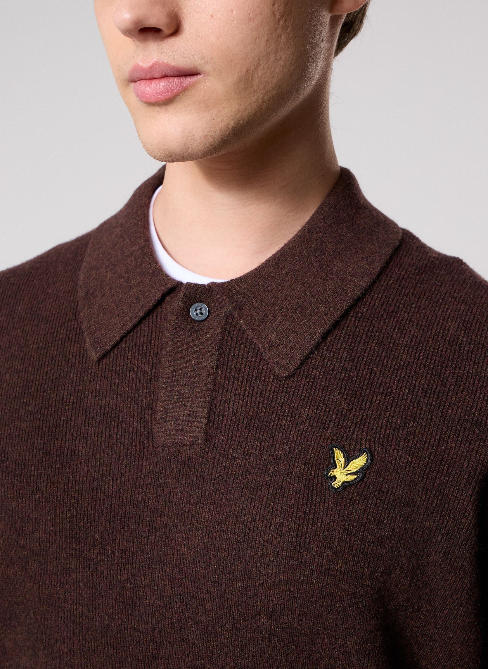 Kurzarm-Poloshirts Lambswool Blend Rugby Jumper herren braun Lyle & Scott Kurzarm-Poloshirts Lambswool Blend Rugby Jumper herren braun BOTTLE BROWN MARL