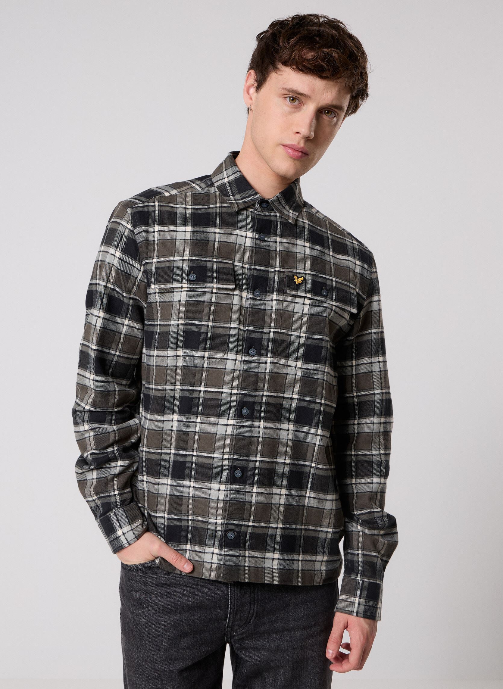Chemises Brushed Cotton Check Shirt homme multicolore Lyle & Scott Chemises Brushed Cotton Check Shirt homme multicolore JET BLACK/ LIMESTONE