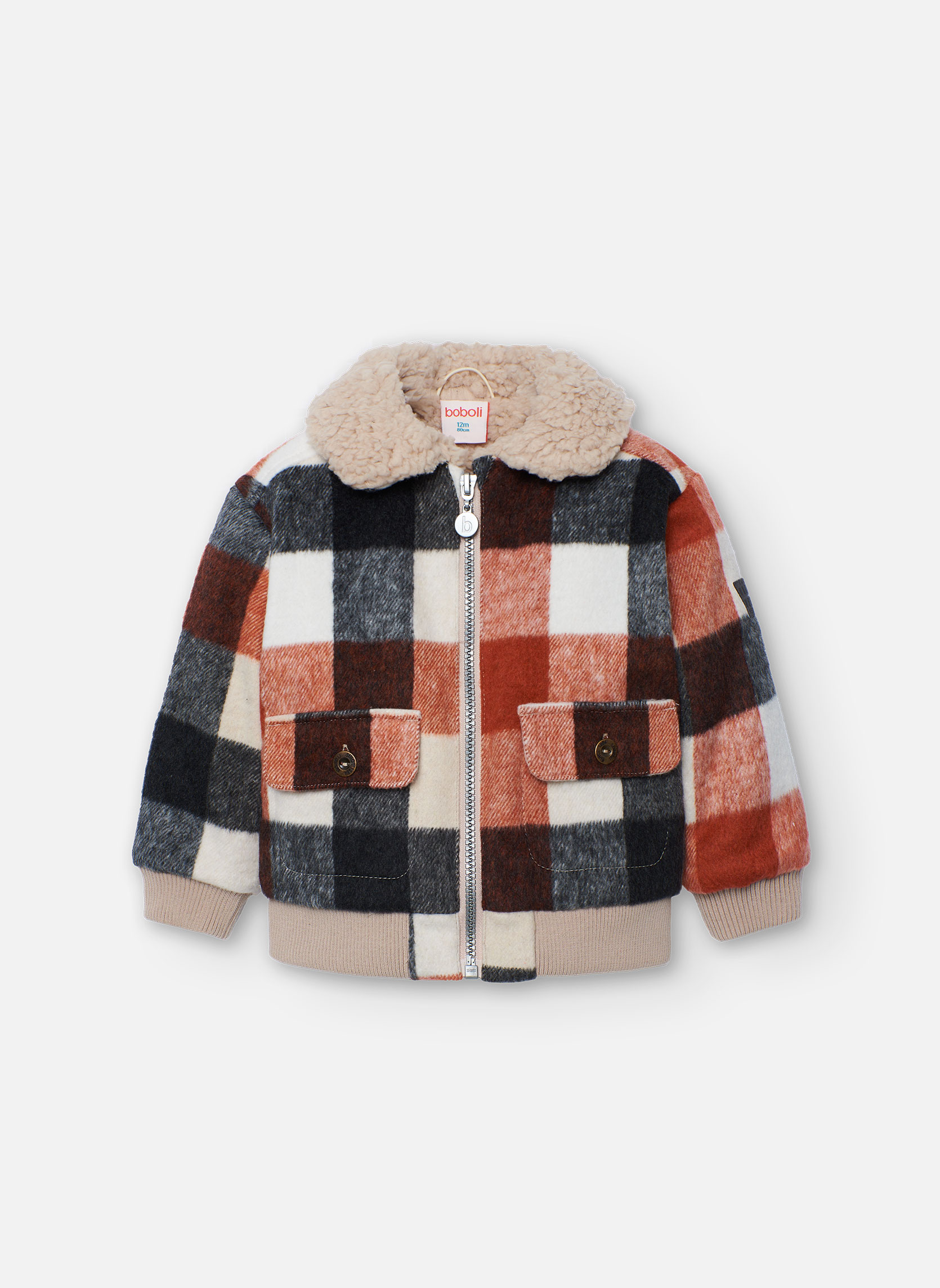 boboli-manteaux-veste-gar-on-en-maille-carreaux-multicolore