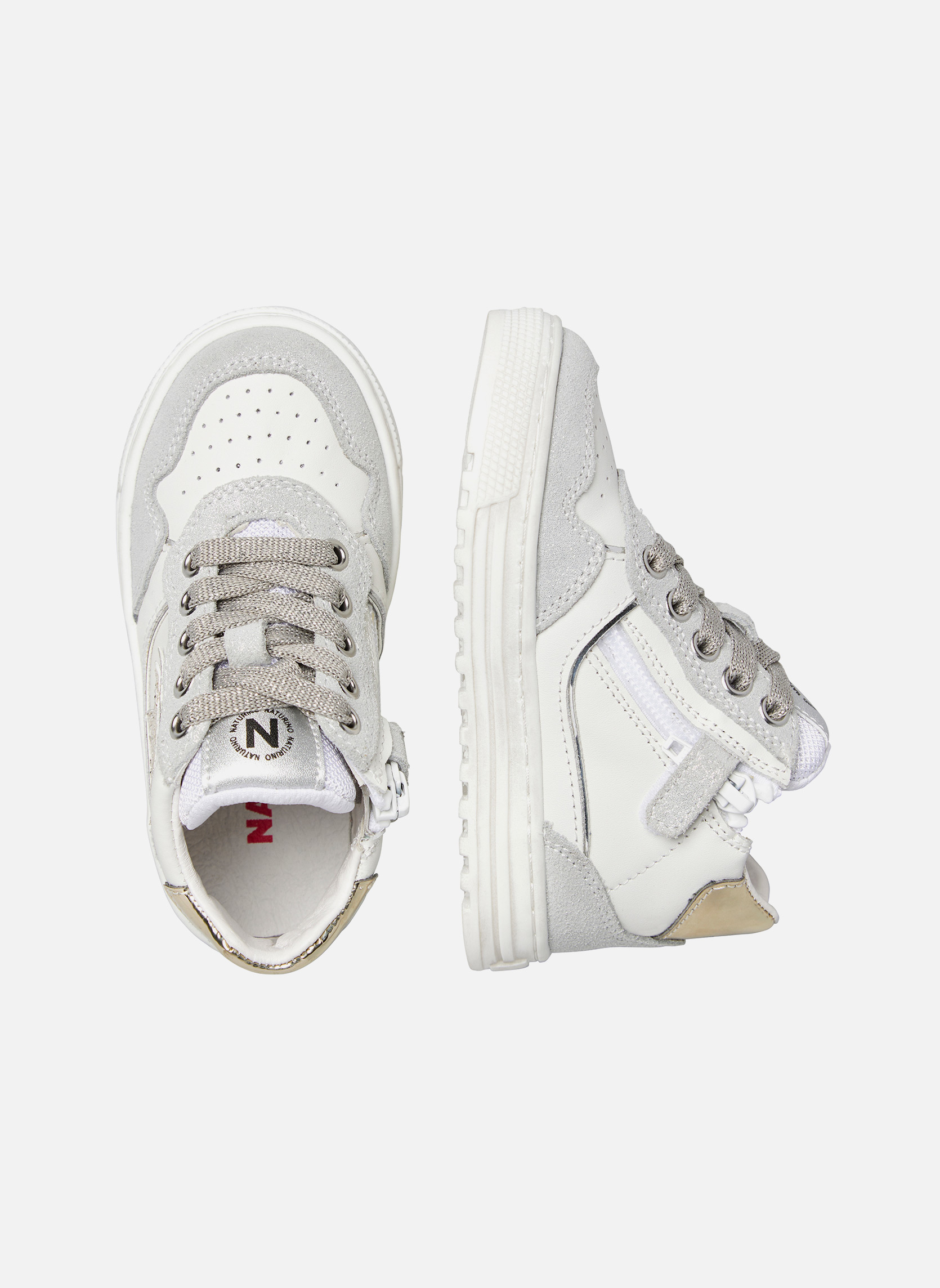 Baskets basses Sneakers HESS HIGH 3 ZIP. Argent-Platine fille gris Naturino Baskets basses Sneakers HESS HIGH 3 ZIP. Argent-Platine fille gris Gris clair