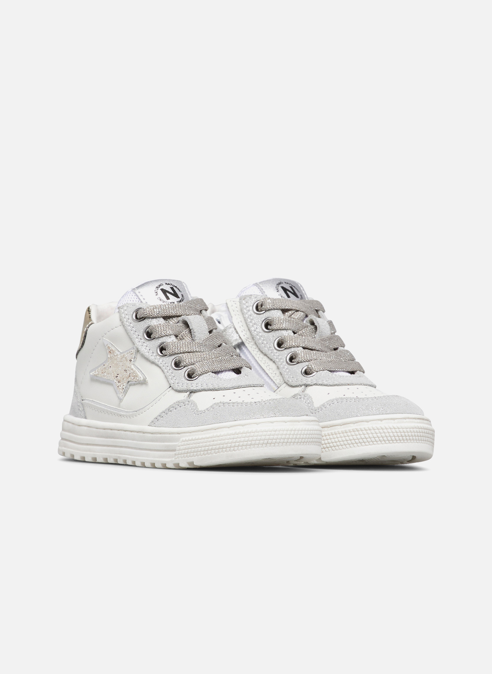 Baskets basses Sneakers HESS HIGH 3 ZIP. Argent-Platine fille gris Naturino Baskets basses Sneakers HESS HIGH 3 ZIP. Argent-Platine fille gris Gris clair