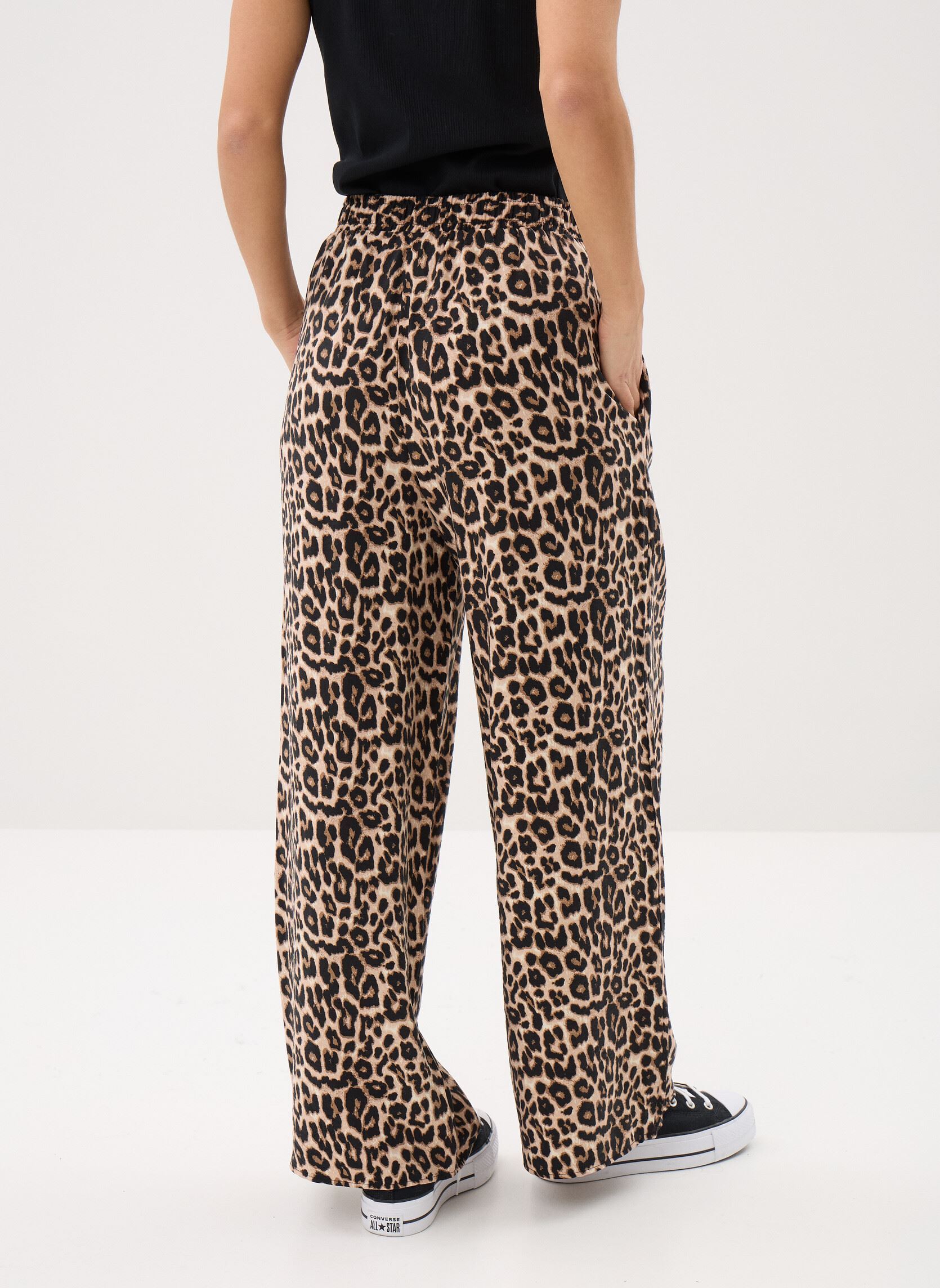 Pantalons larges PANTALON-IMPRIME femme beige MADE BY Pantalons larges PANTALON-IMPRIME femme beige IMP_REALLEOPARD_BEIGE NOIR