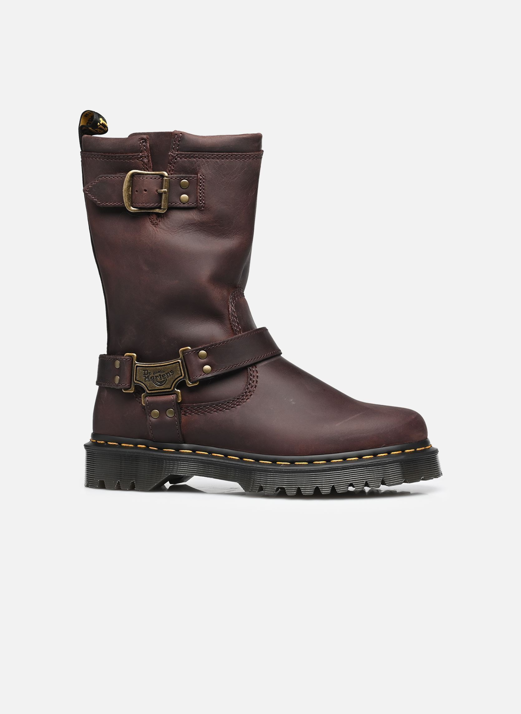 Bottines motardes Anistone Hi femme marron Dr. Martens Bottines motardes Anistone Hi femme marron DARK BROWN BURNISHED WAXY PULL