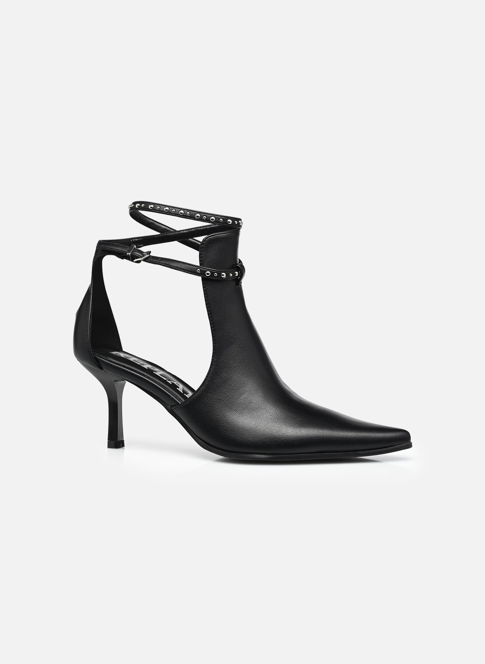 Sam Edelman Décolleté Donna Doran – Tacco 100mm, Punta Aperta, Cinturino Caviglia, Pelle Eco-goffrata, Nero, 38 EU