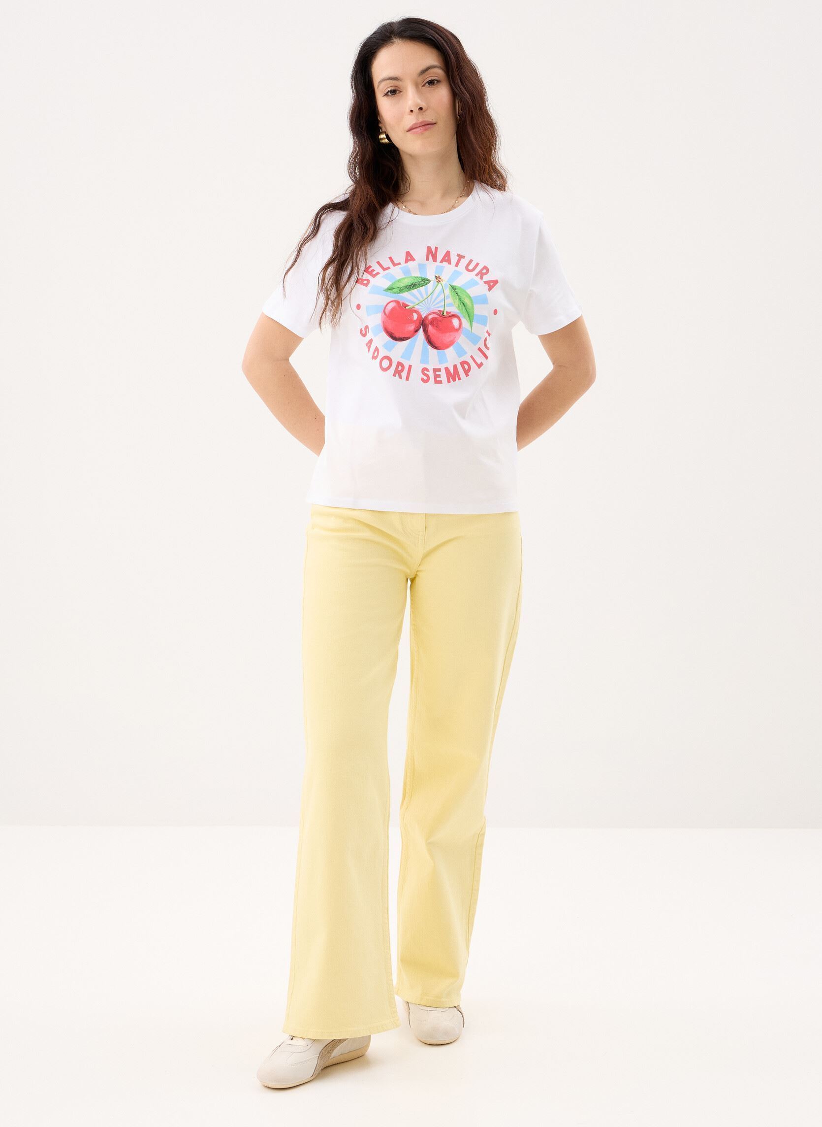 Tee-shirts manches courtes TFOOD femme blanc MADE BY Tee-shirts manches courtes TFOOD femme blanc ART_FRUTTI CHERRY_ECRU