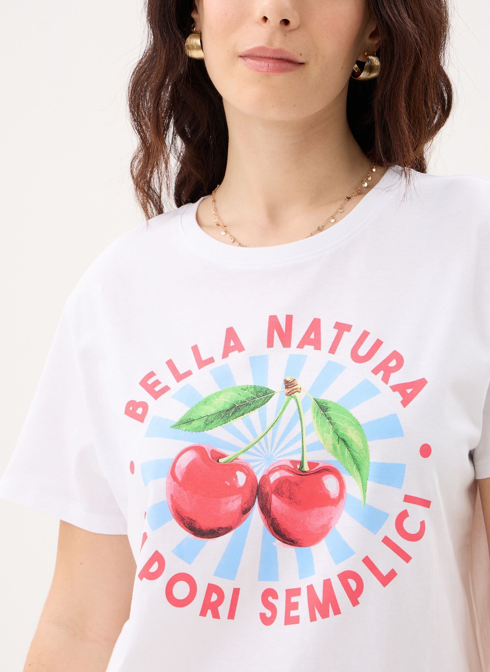 Tee-shirts manches courtes TFOOD femme blanc MADE BY Tee-shirts manches courtes TFOOD femme blanc ART_FRUTTI CHERRY_ECRU